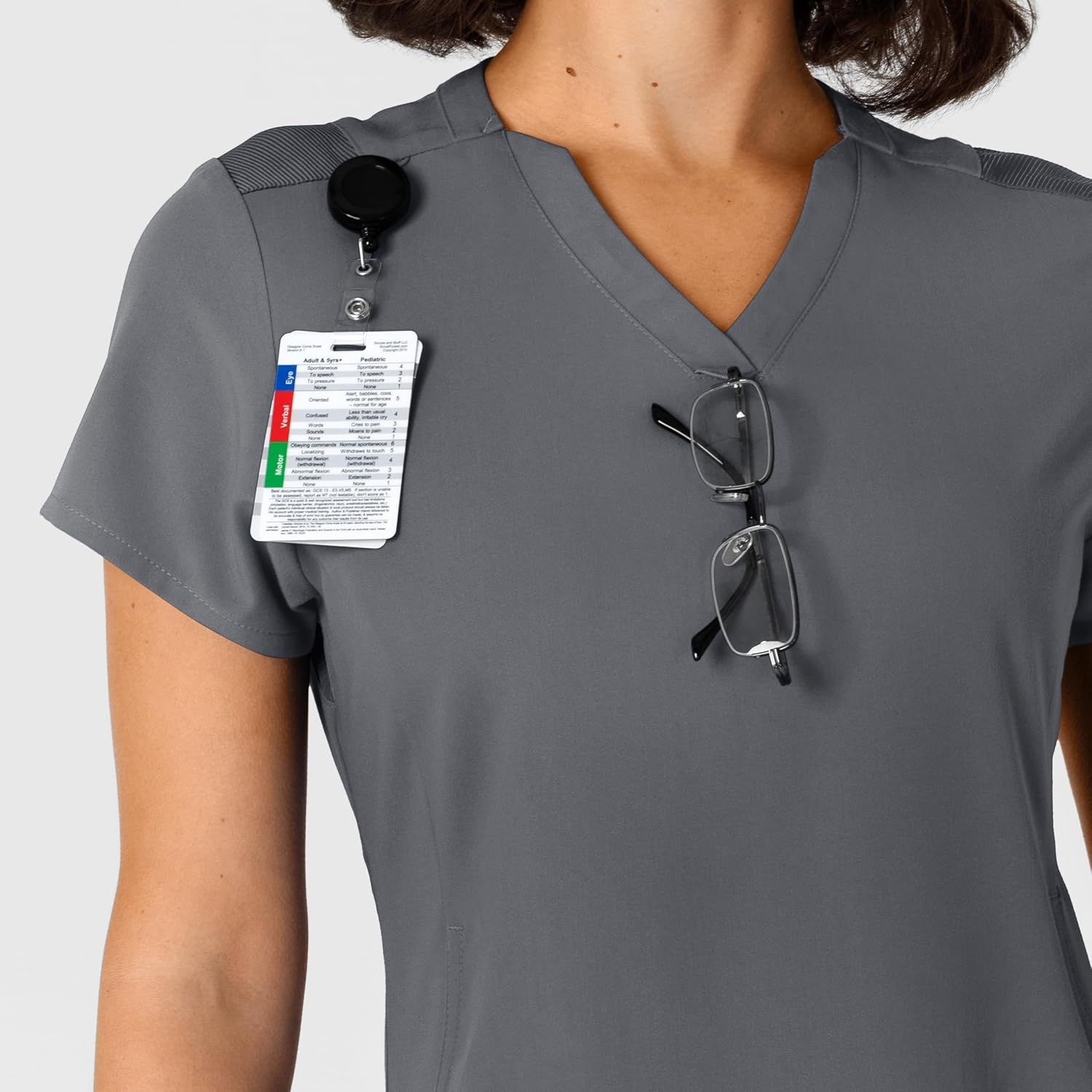 Wink Nova Women’s Flex-n-Reach Shoulder Panel V-Neck Scrub Top(Pewter)