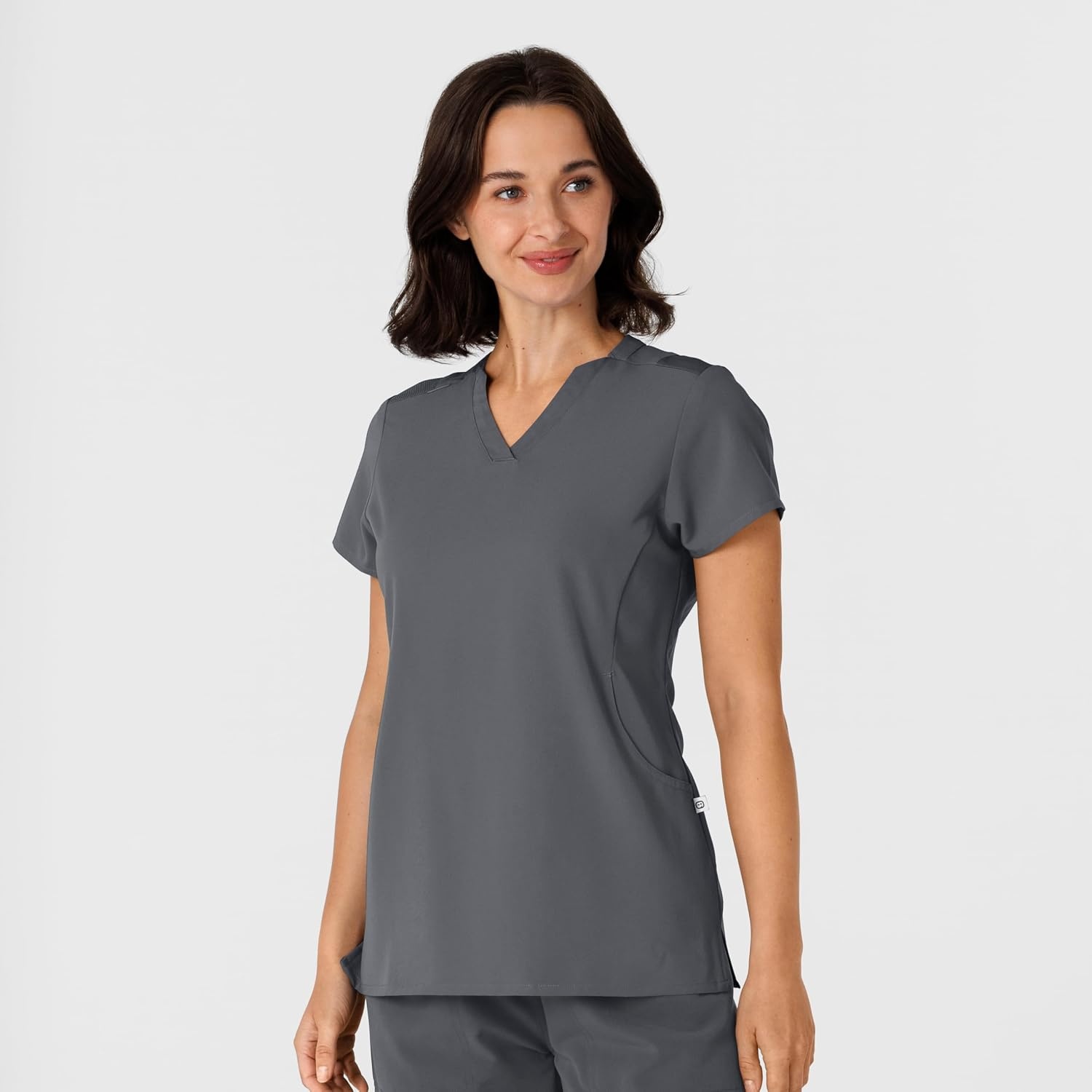 Wink Nova Women’s Flex-n-Reach Shoulder Panel V-Neck Scrub Top(Pewter)