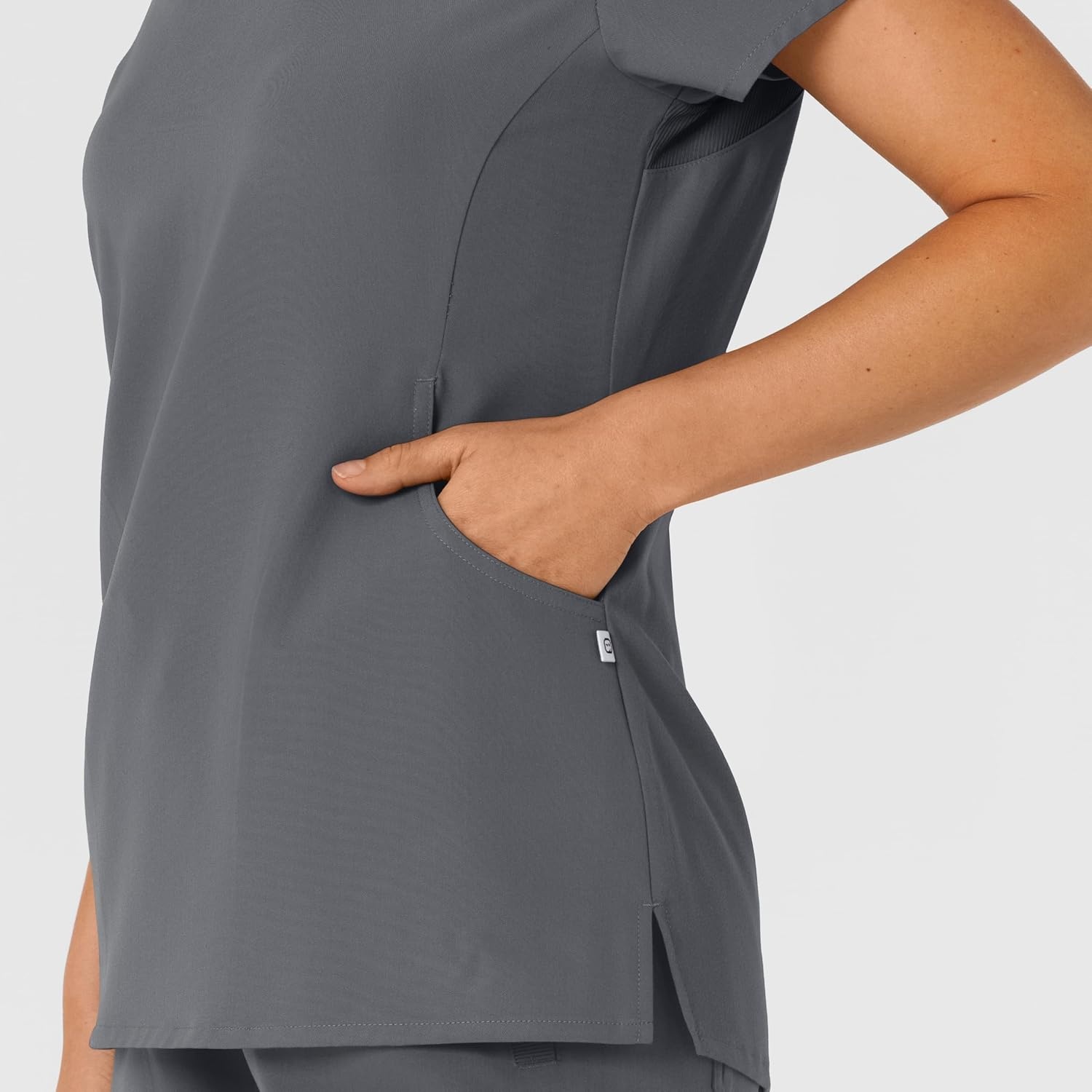 Wink Nova Women’s Flex-n-Reach Shoulder Panel V-Neck Scrub Top(Pewter)
