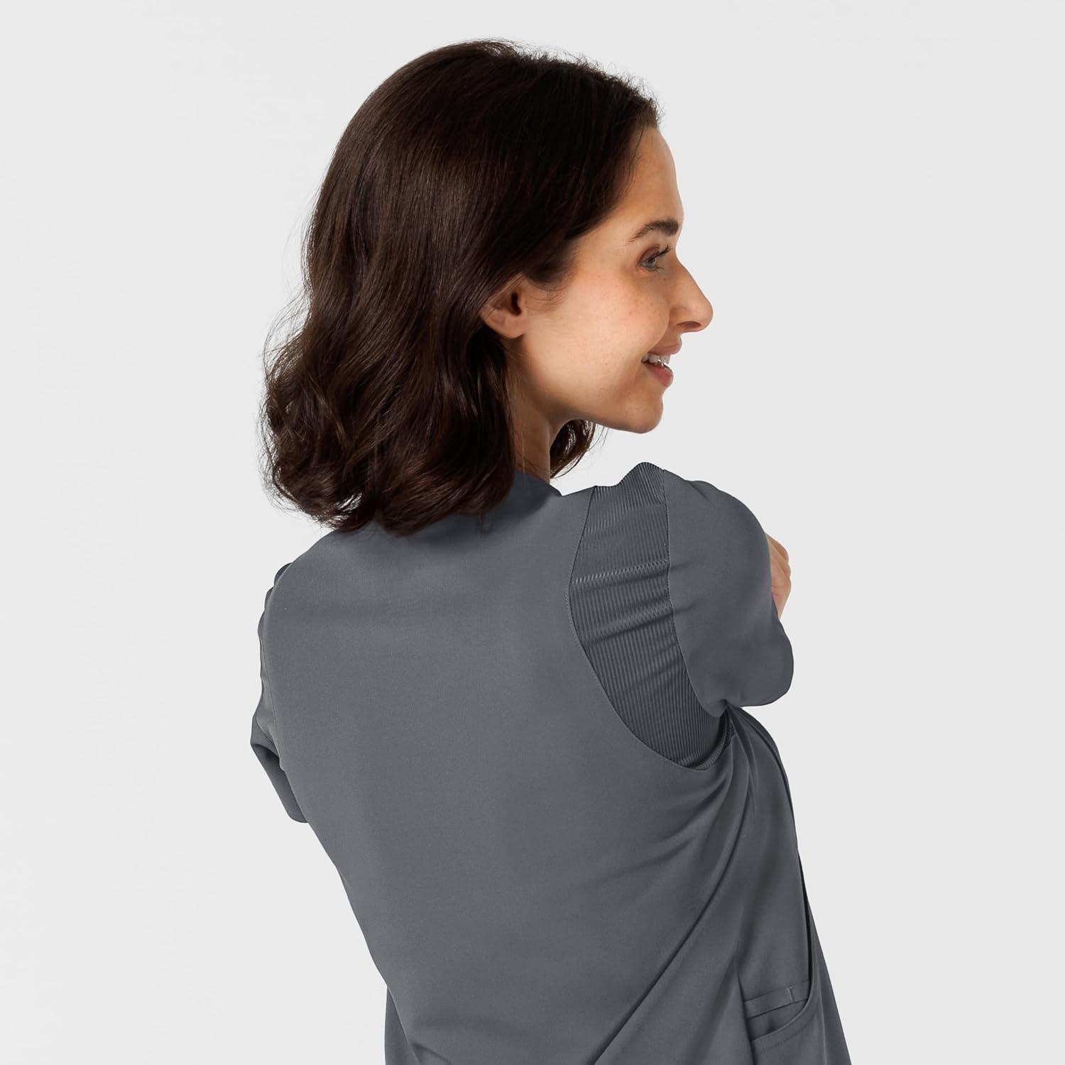 Wink Nova Women’s Flex-n-Reach Shoulder Panel V-Neck Scrub Top(Pewter)