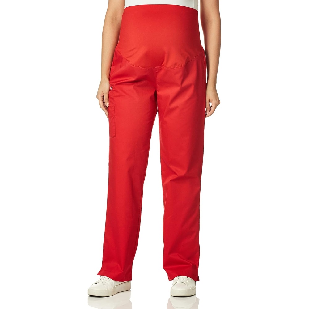 WonderWink Women’s Wonderwork Scrubs for Maternity Cargo Scrub Pants(Red)