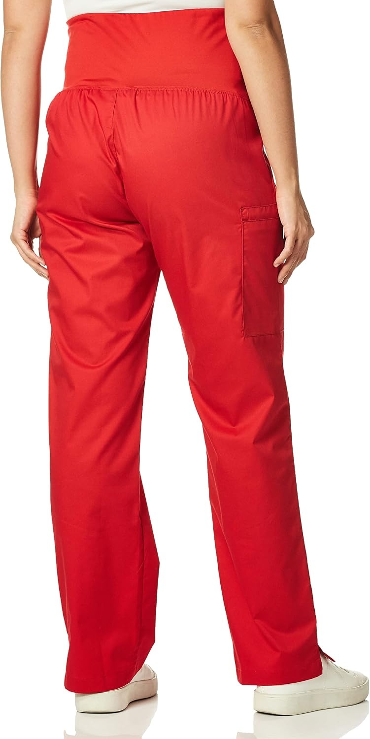 WonderWink Women’s Wonderwork Scrubs for Maternity Cargo Scrub Pants(Red)