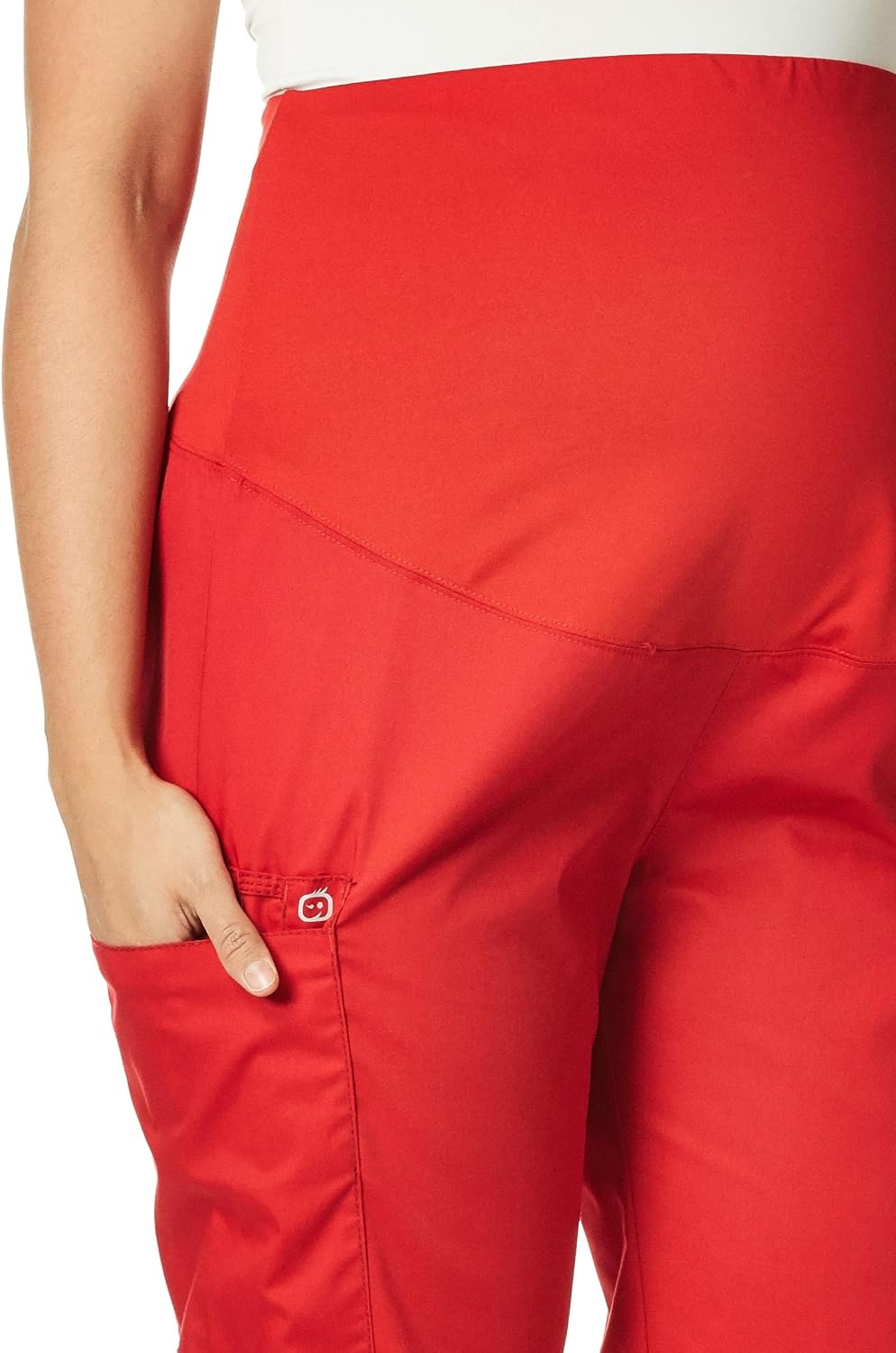WonderWink Women’s Wonderwork Scrubs for Maternity Cargo Scrub Pants(Red)