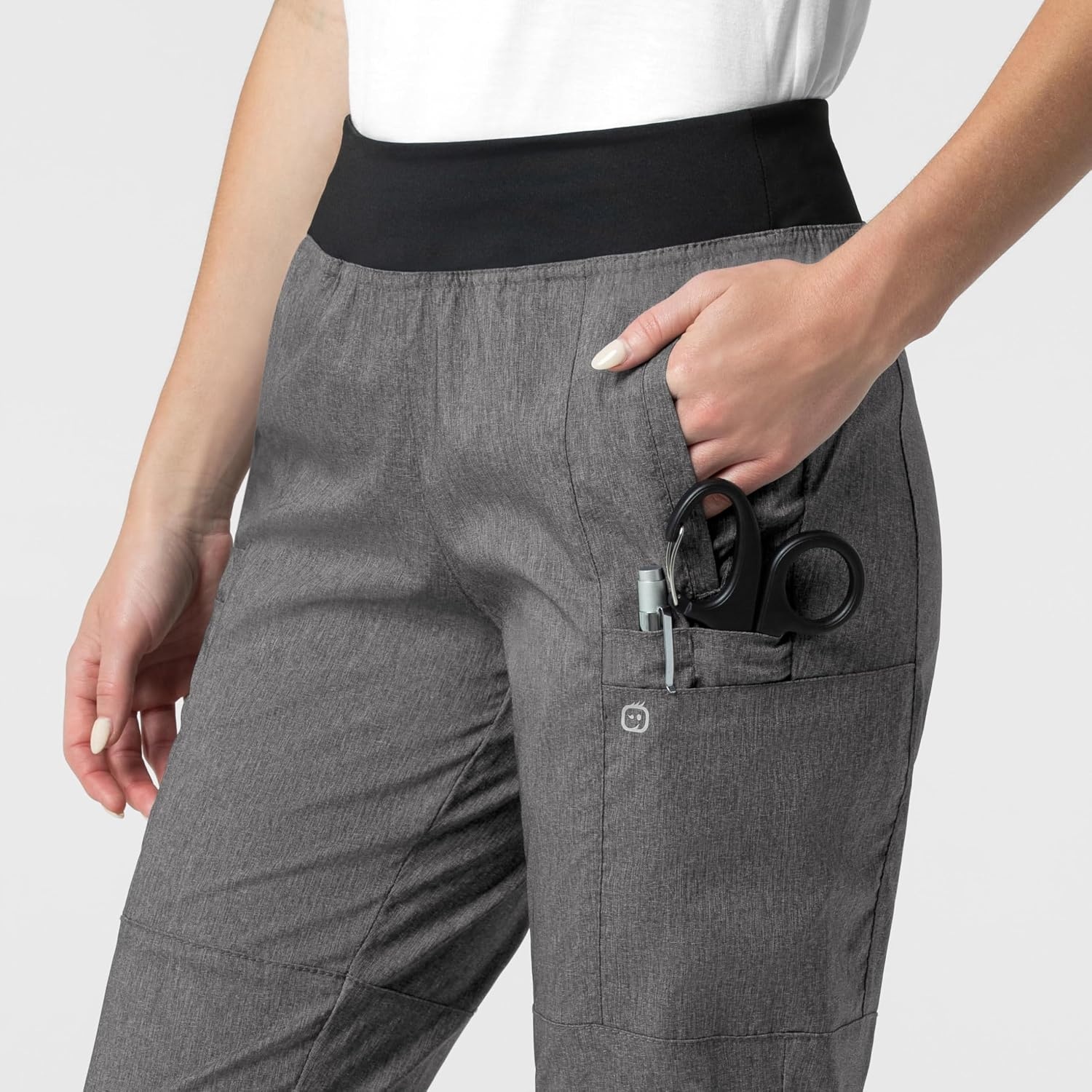 Wink Women’s Women’s 5555 Comfort Waist Cargo Jogger Scrub Pant(Charcoal Heather)