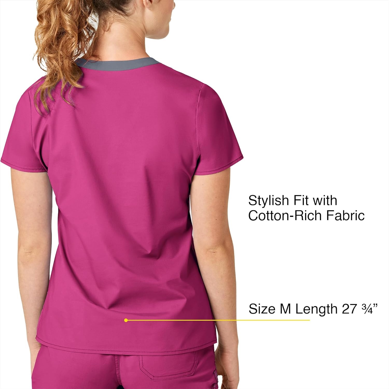 WonderWink Women’s Wonderflex Verity Scrub Top, Hot Pink, Small