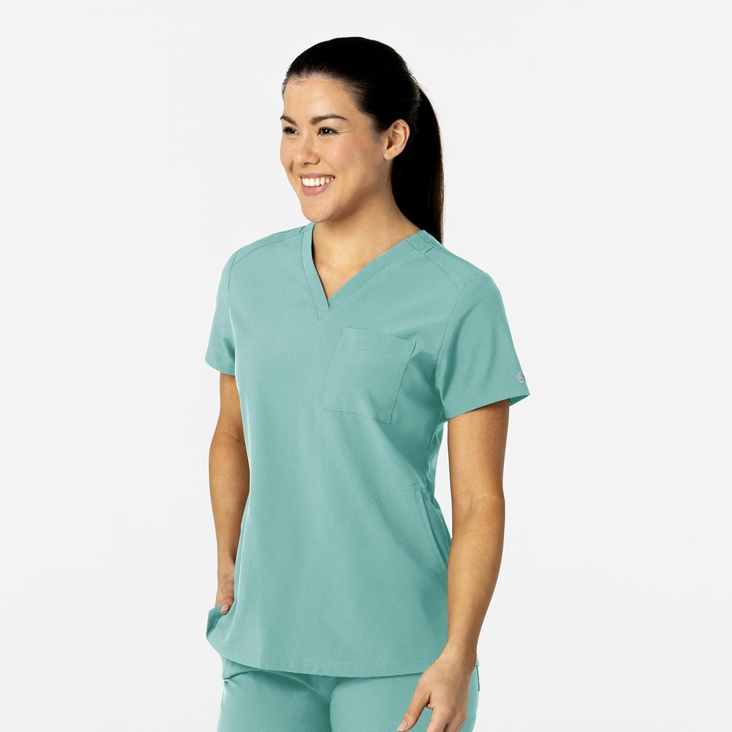 WonderWink Womens Women’s Flex-n-Reach V-Neck Scrub Top(Turquoise)