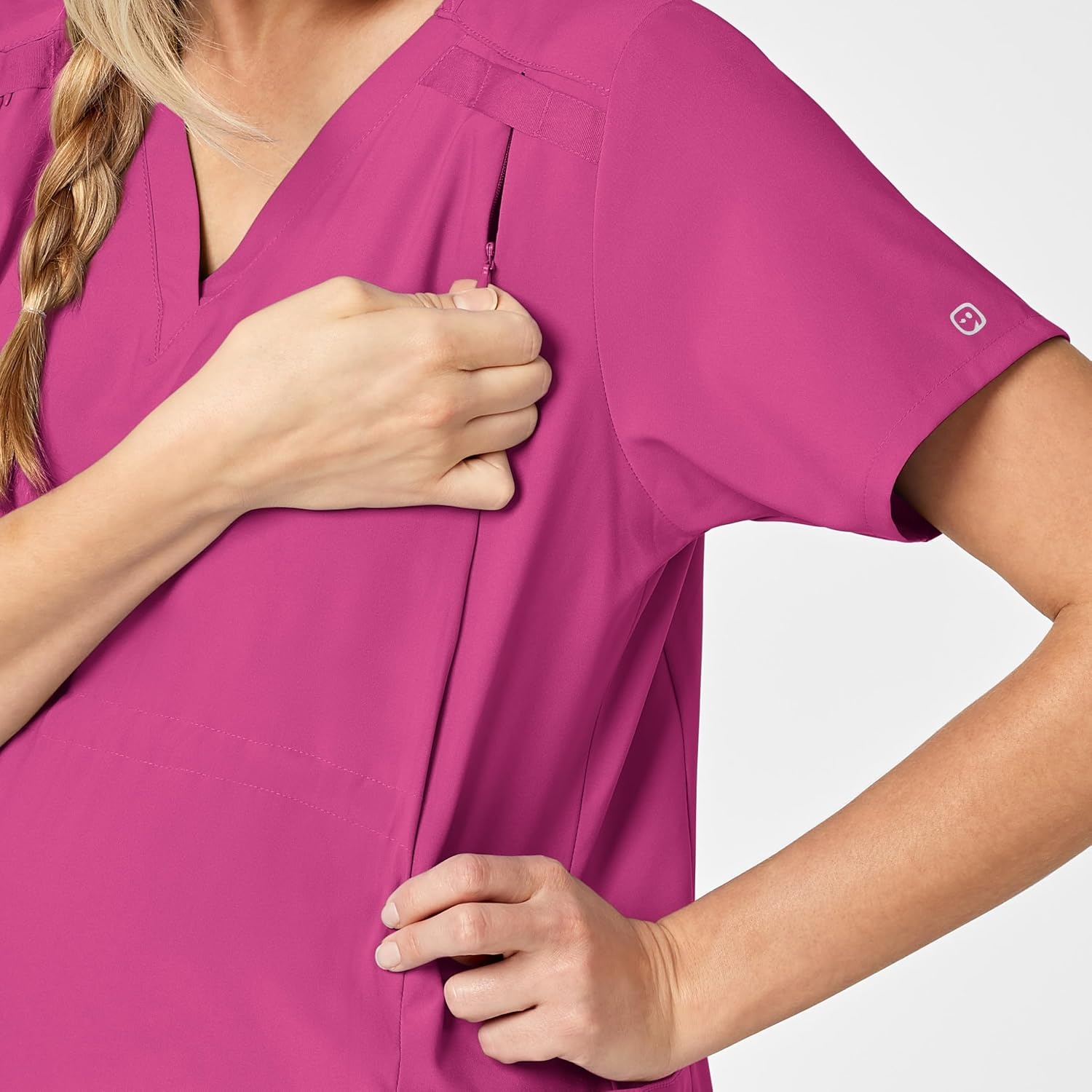 Wink W123 Maternity V-Neck Scrub Top(Hot Pink)