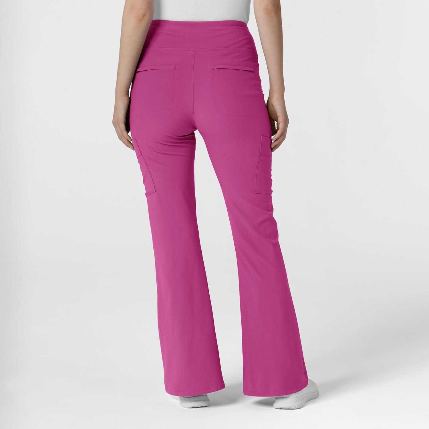 Wink Women’s Cargo Flare Scrub Pant – Raspberry, 1X Petite
