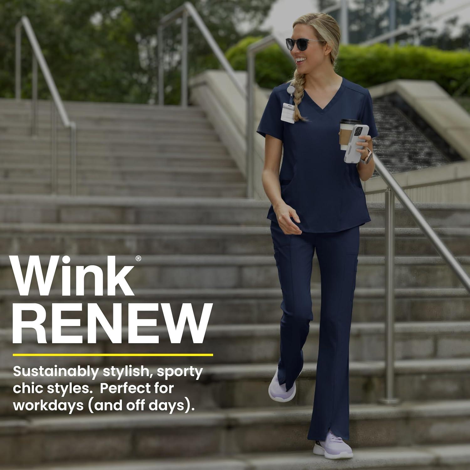 Wink Women’s Cargo Flare Scrub Pant – Raspberry, 1X Petite