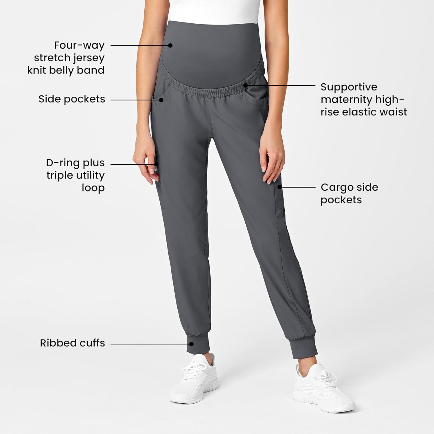 WonderWink Women’s W123 Maternity Jogger Scrub Pant(Pewter)