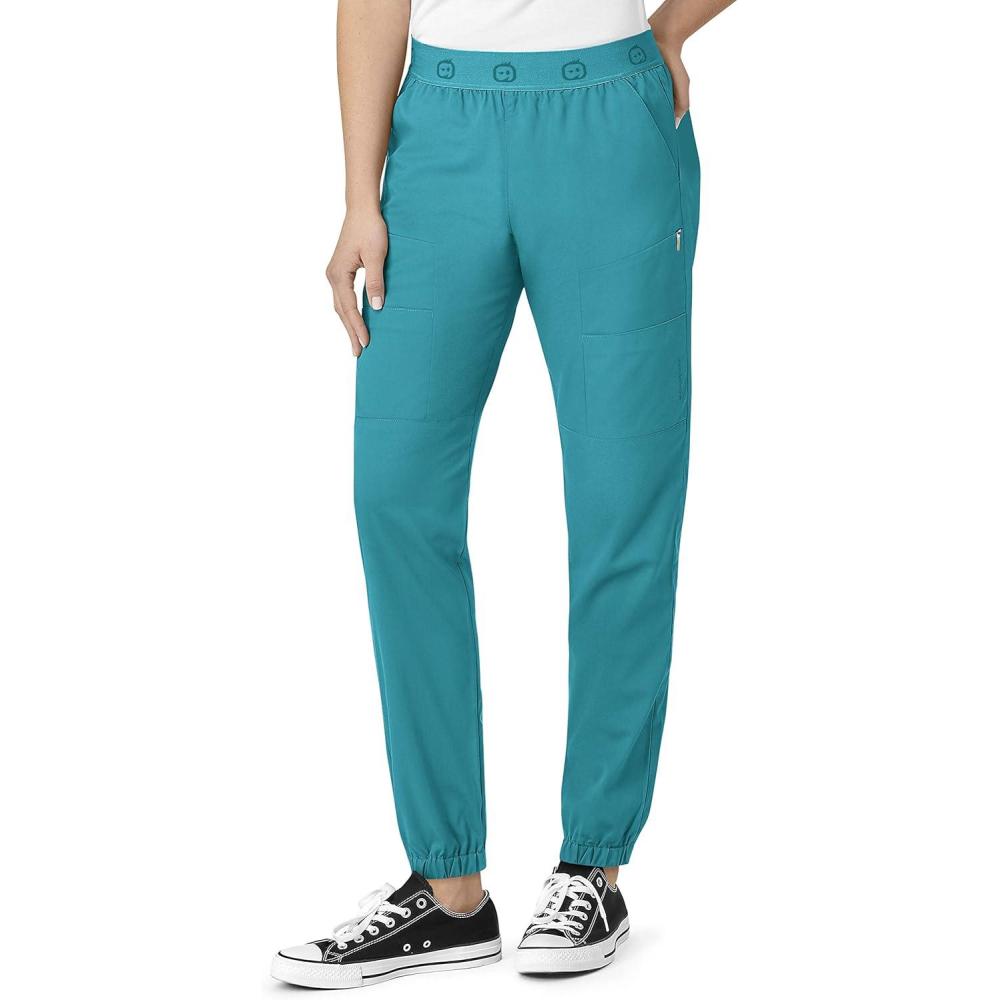 WonderWink Womens Slim Cargo Jogger Pant(Teal Blue)