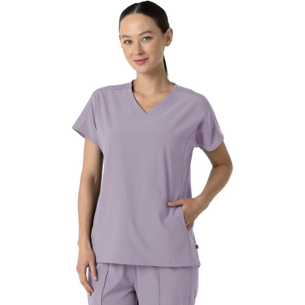 Wink Women’s Women’s V-Neck Tunic Scrub Top(Wisteria)
