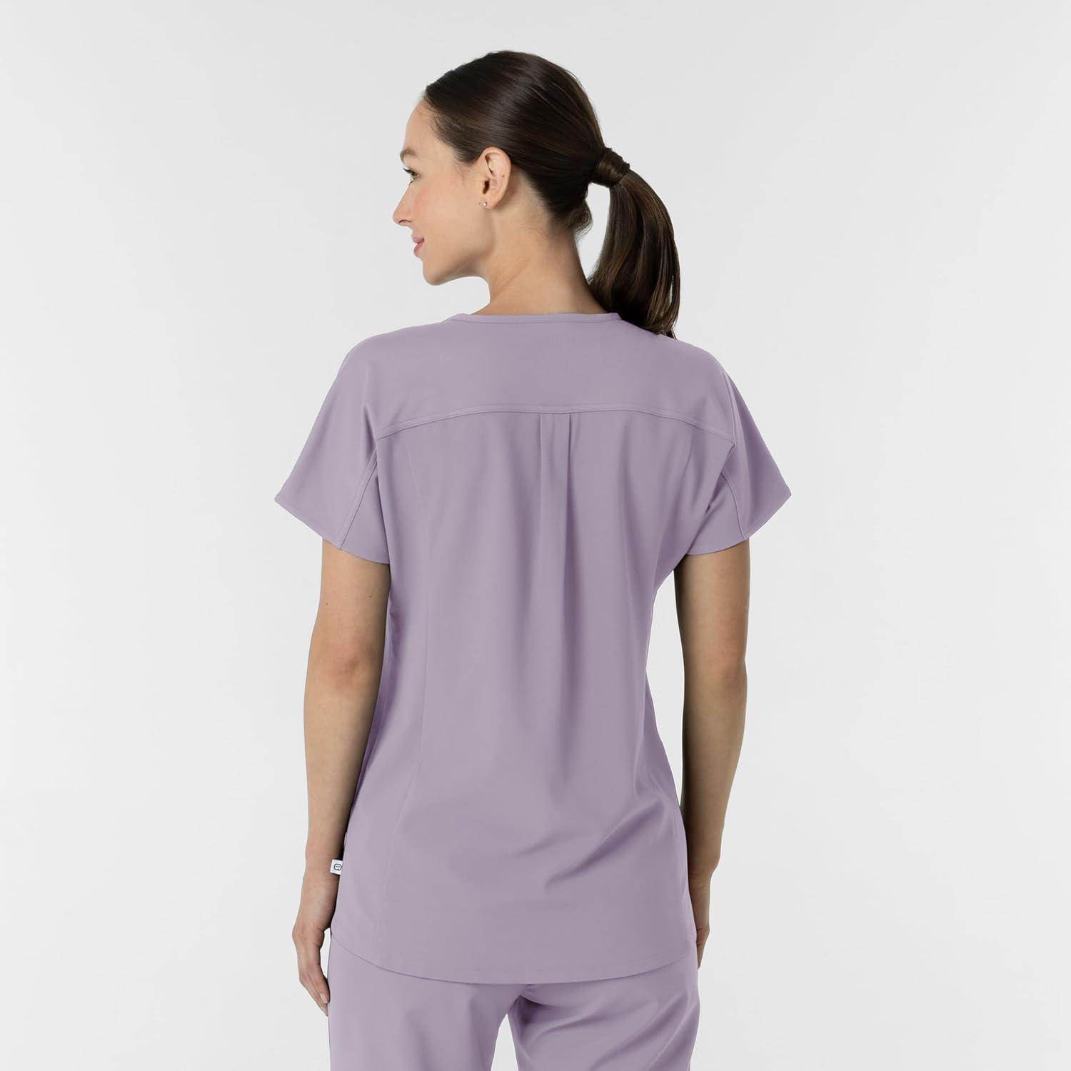 Wink Women’s Women’s V-Neck Tunic Scrub Top(Wisteria)