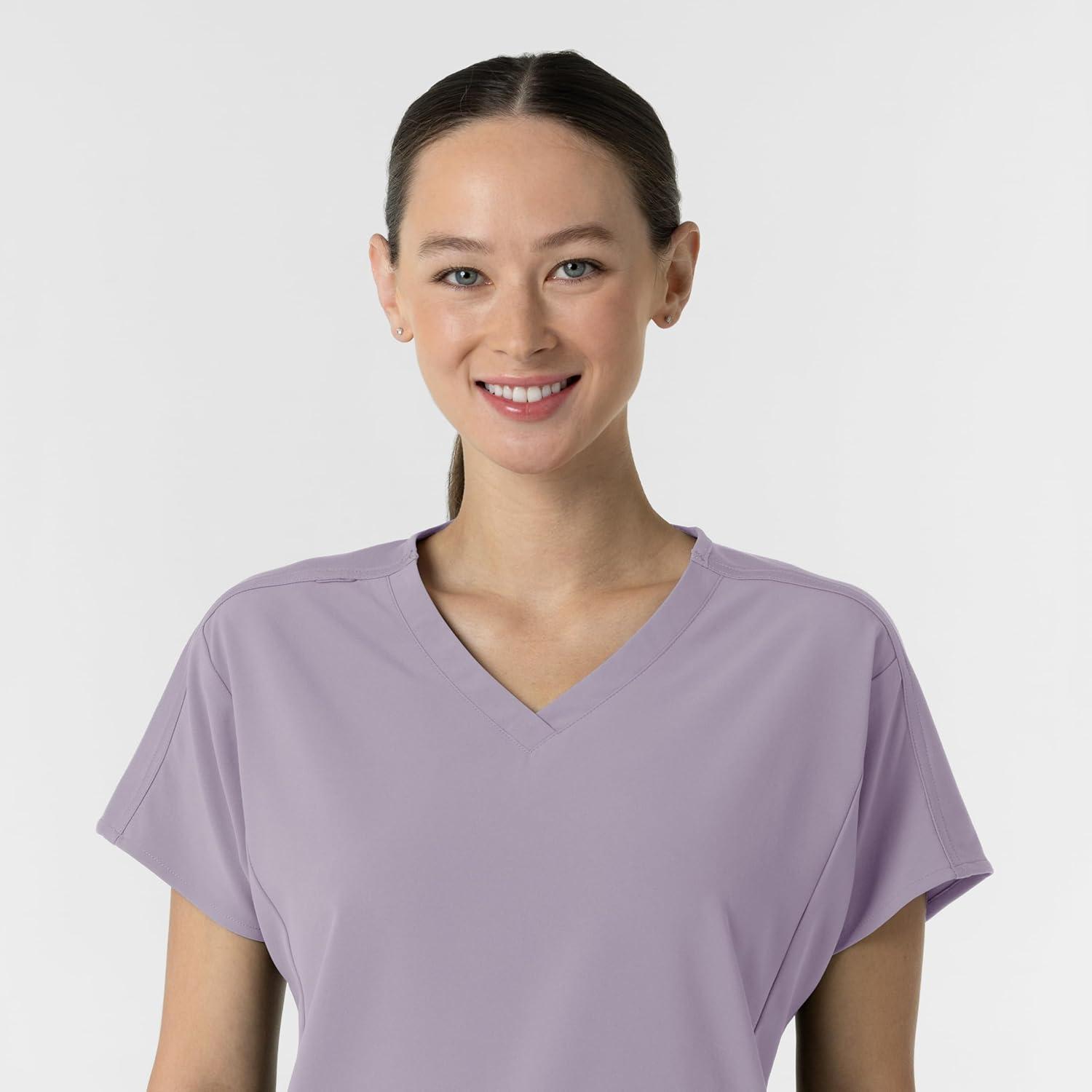 Wink Women’s Women’s V-Neck Tunic Scrub Top(Wisteria)