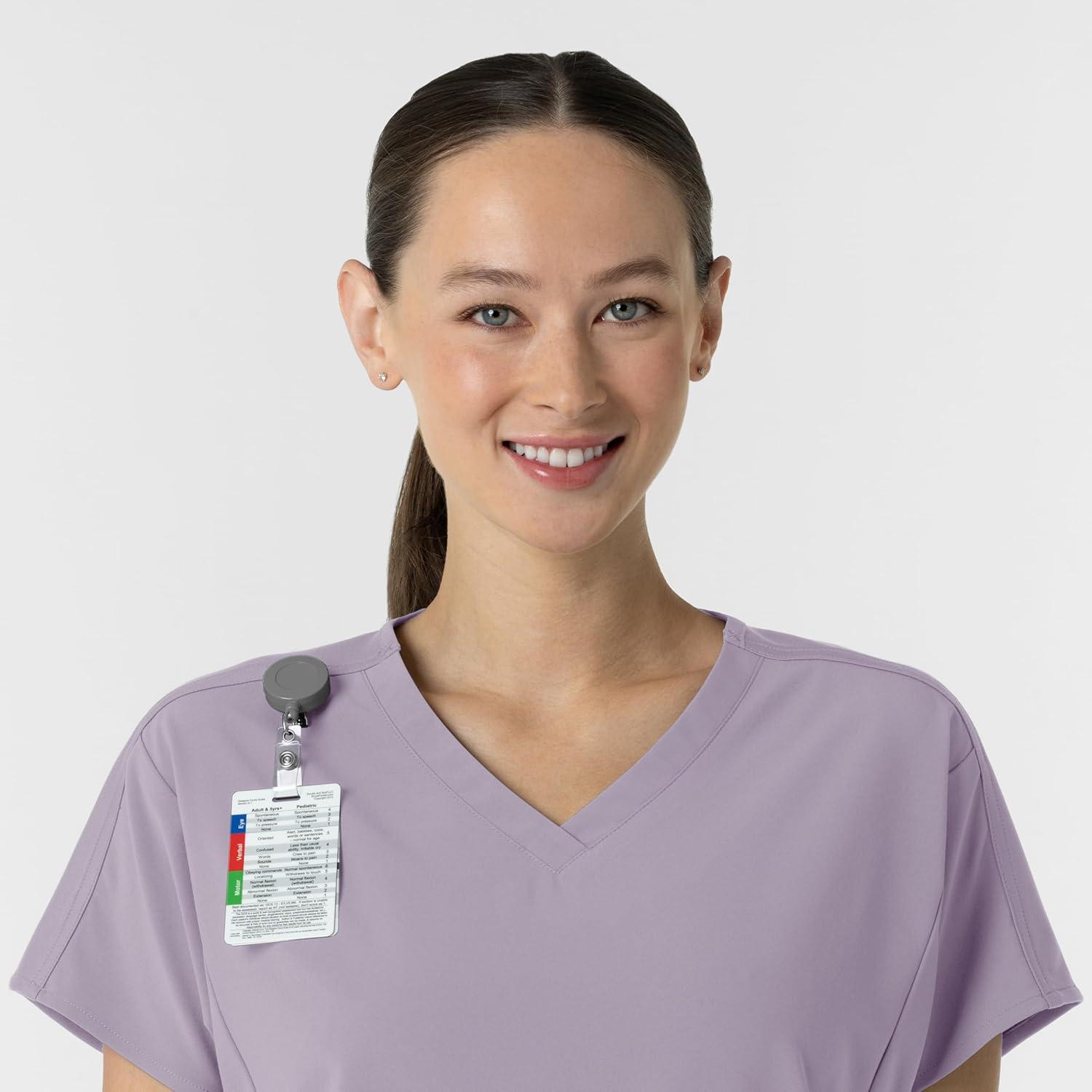 Wink Women’s Women’s V-Neck Tunic Scrub Top(Wisteria)