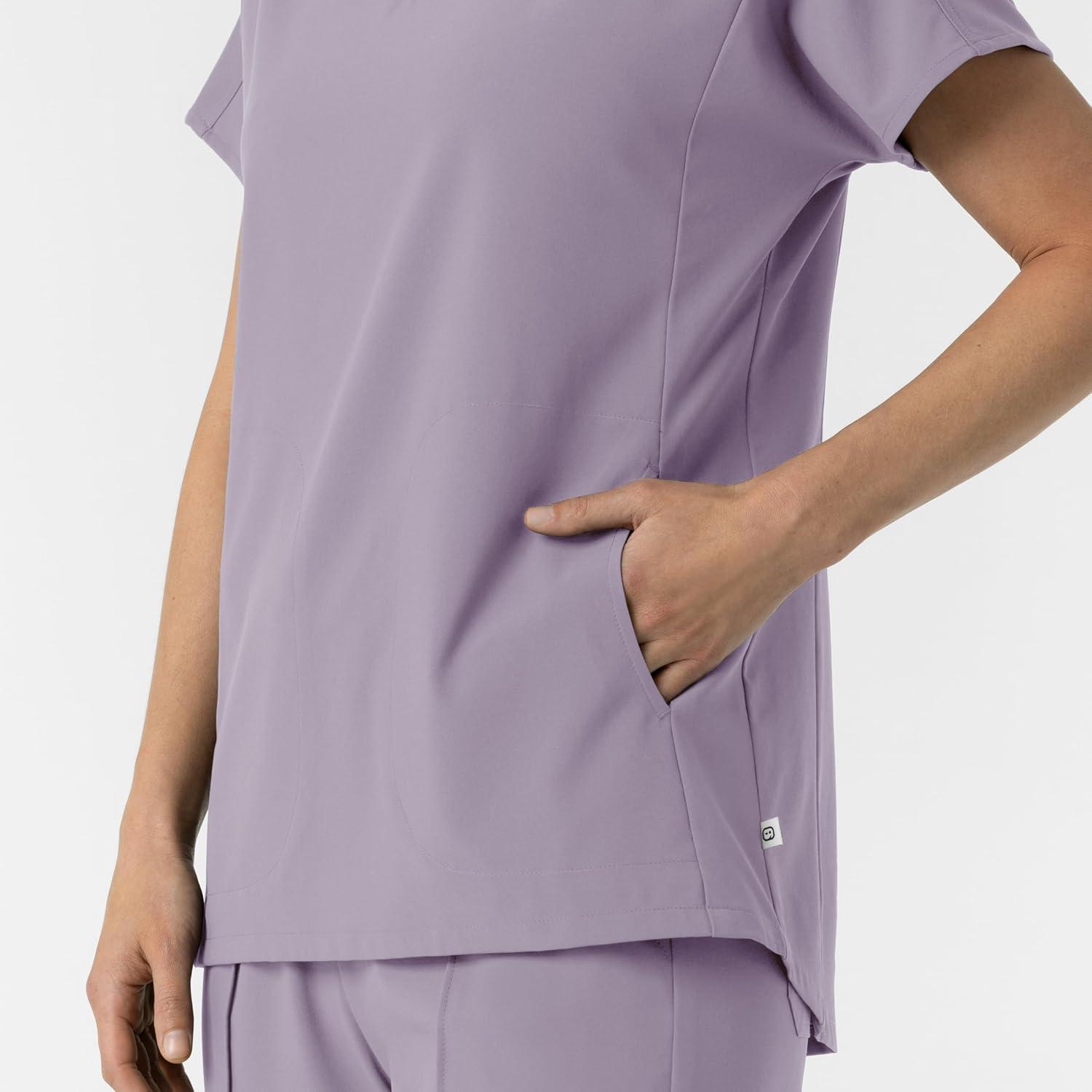 Wink Women’s Women’s V-Neck Tunic Scrub Top(Wisteria)