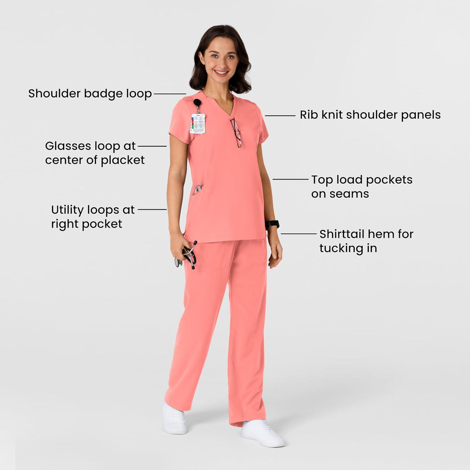 Wink Nova Women’s Flex-n-Reach Shoulder Panel V-Neck Scrub Top – Paradise Pink, 2X
