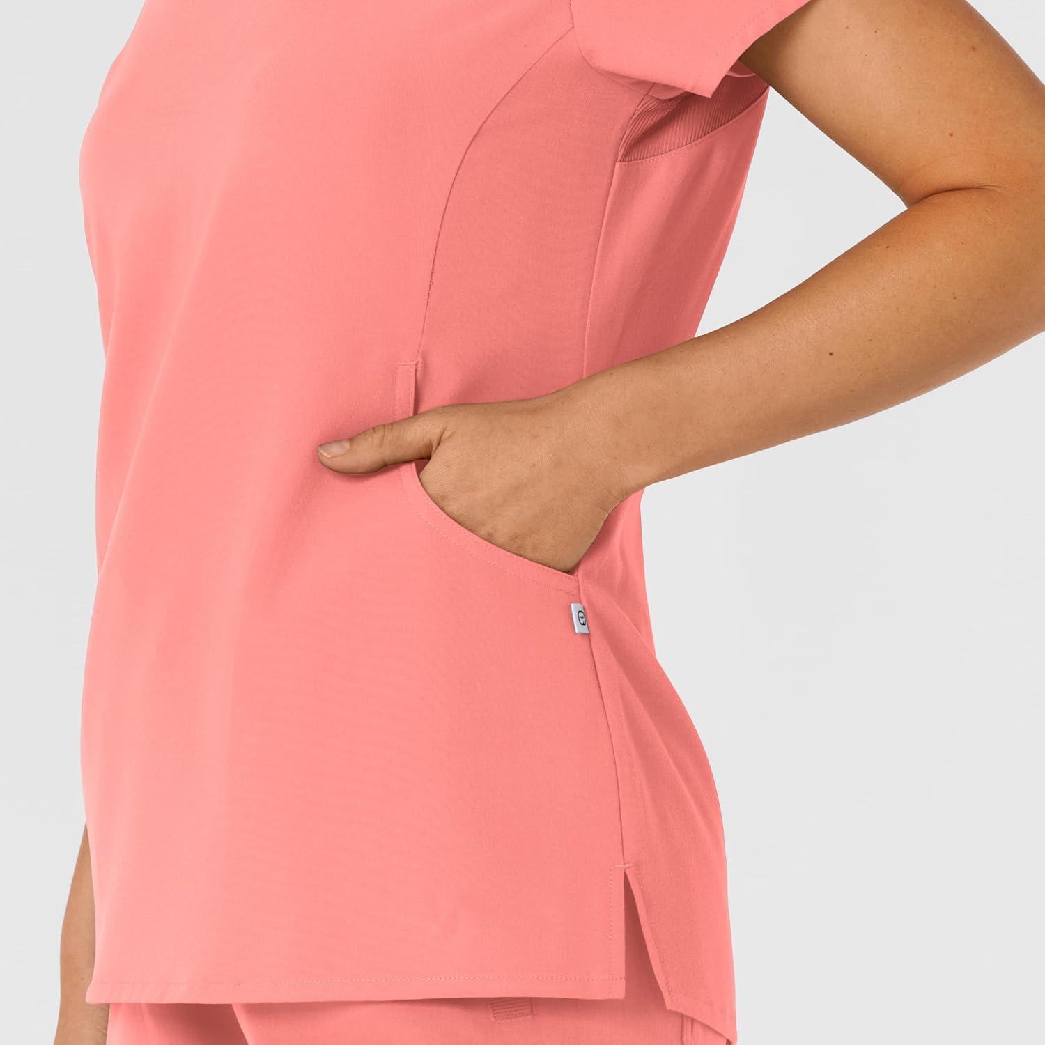 Wink Nova Women’s Flex-n-Reach Shoulder Panel V-Neck Scrub Top – Paradise Pink, 2X
