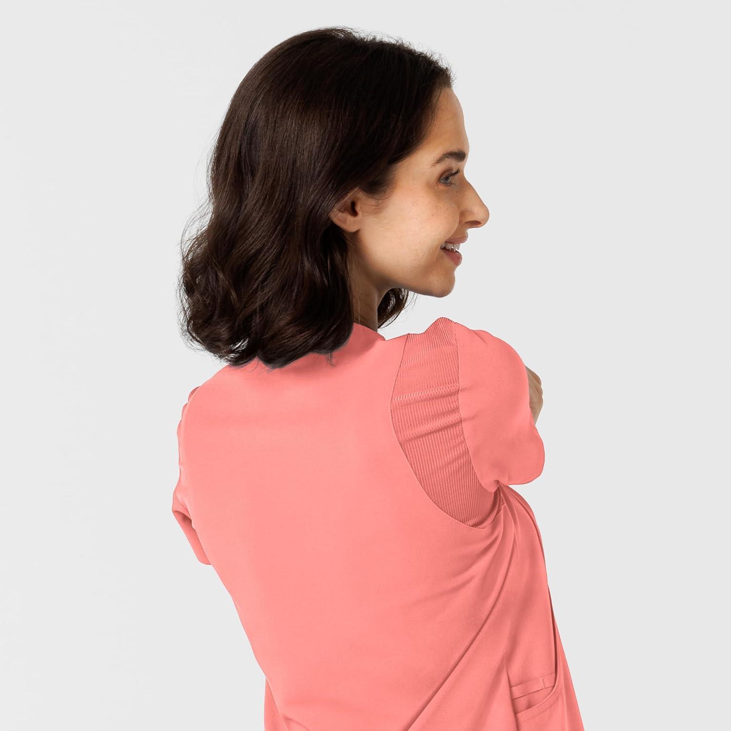 Wink Nova Women’s Flex-n-Reach Shoulder Panel V-Neck Scrub Top – Paradise Pink, 2X