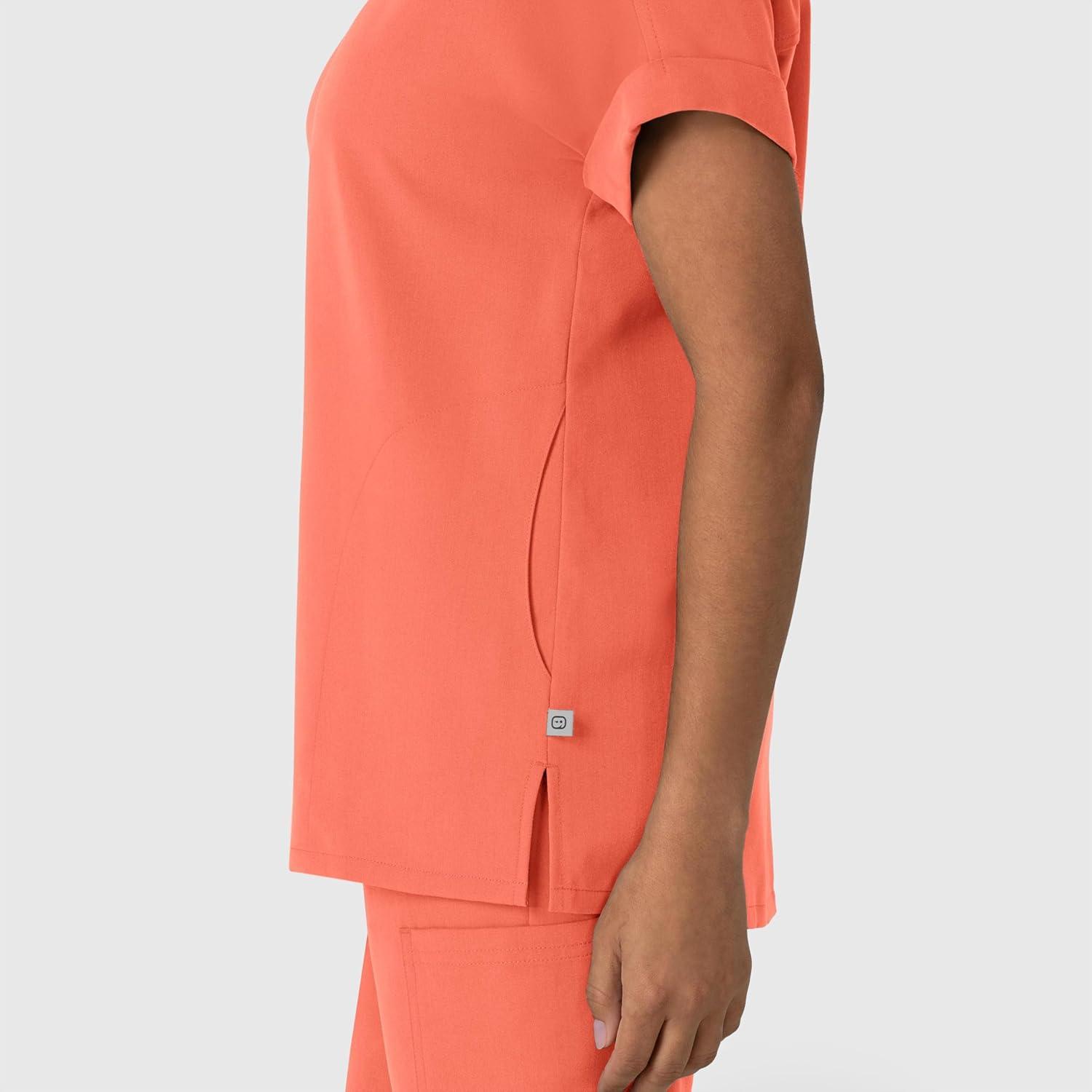 Wink Women’s Women’s Drop Shoulder Boxy Scrub Top(Sugar Coral)