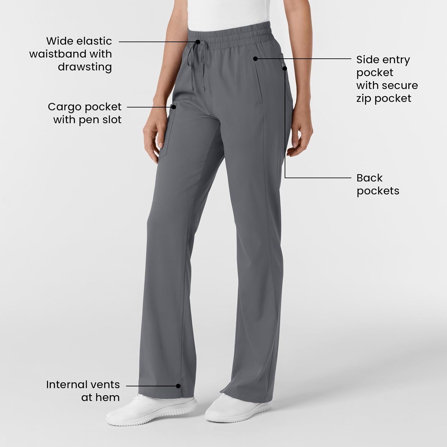 Wink Boundless Women’s Bootcut Scrub Pant(Pewter)