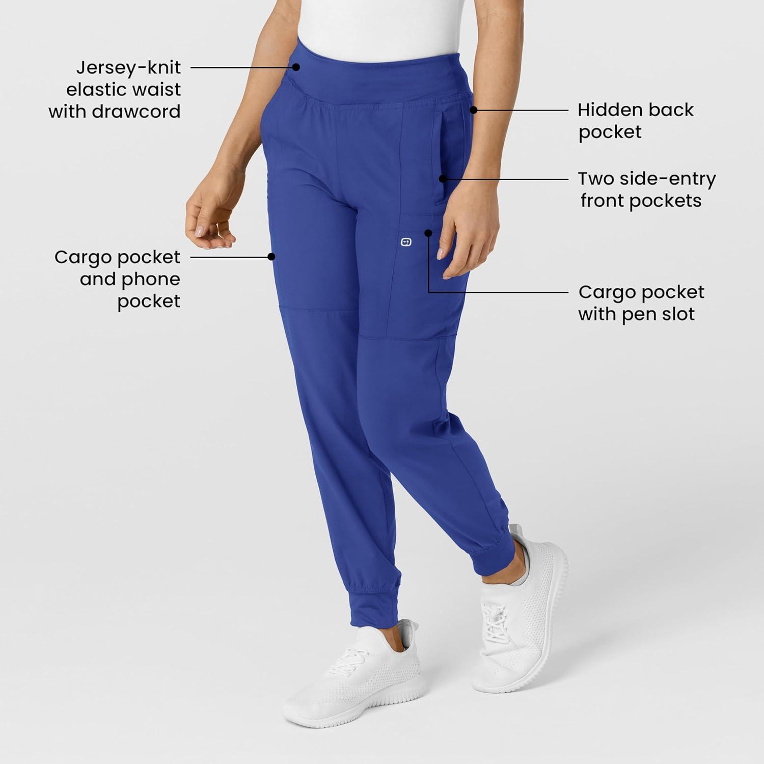 W123 Women’s Comfort Waist Cargo Jogger Scrub Pant(Galaxy Blue)