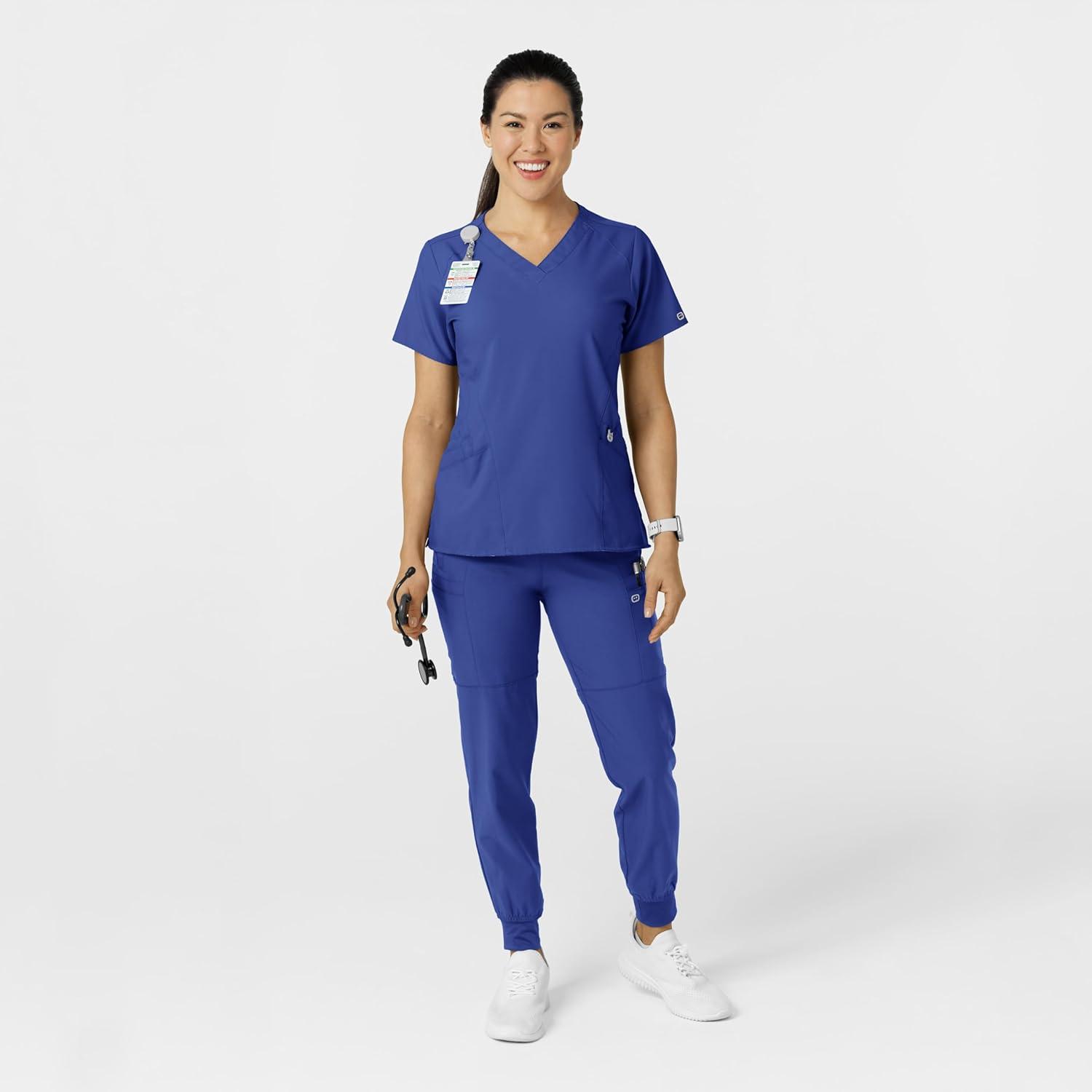 W123 Women’s Comfort Waist Cargo Jogger Scrub Pant(Galaxy Blue)