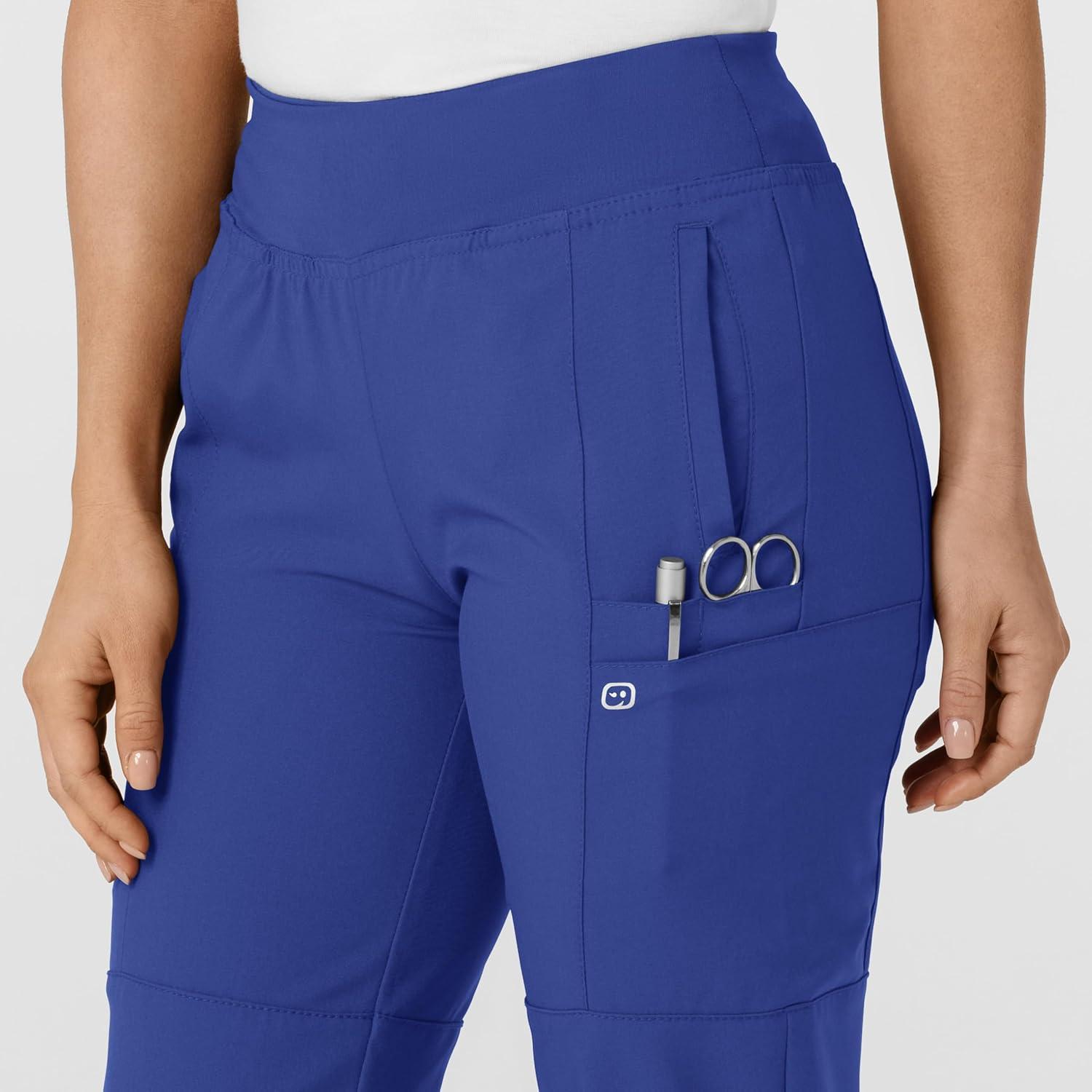 W123 Women’s Comfort Waist Cargo Jogger Scrub Pant(Galaxy Blue)
