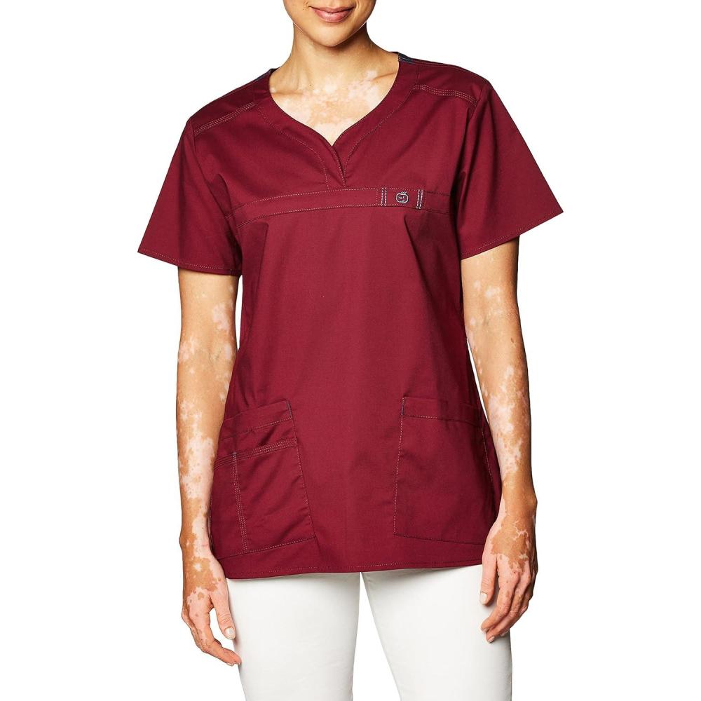 WonderWink Womens Wonderflex Patience Women’s Scrub Top(Wine)