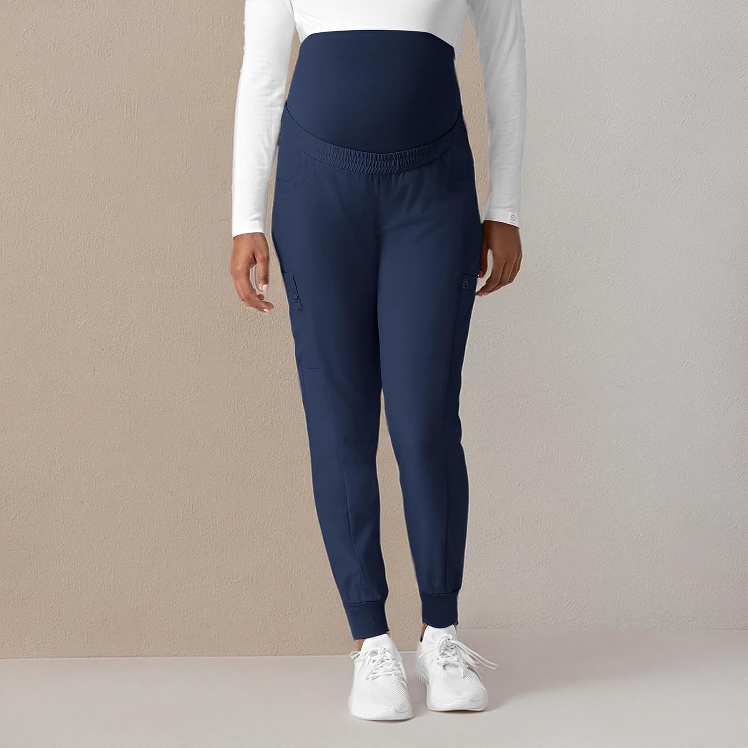 Wink Scrubs for Women, W123, Maternity Joggers Pants with 7 Pockets(Navy)