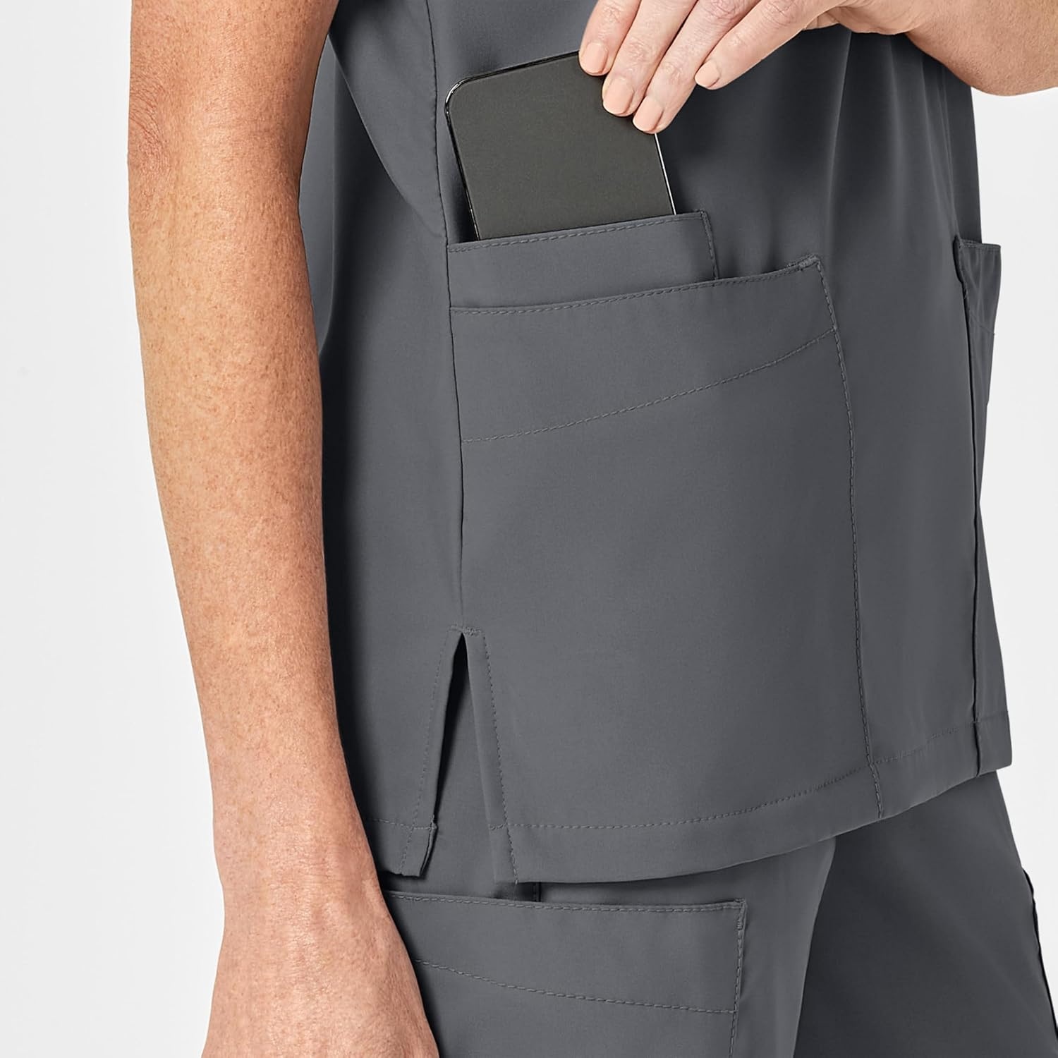Wink W123 Unisex 4 Pocket Utility Scrub Top(Pewter)