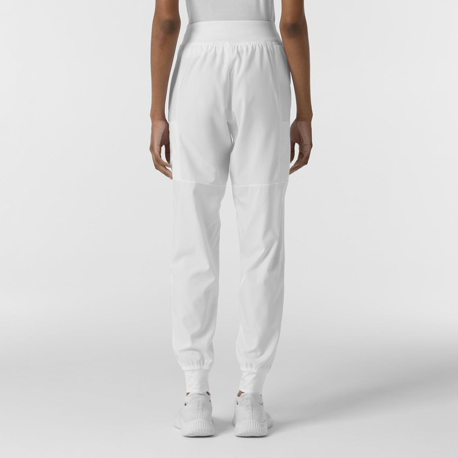 W123 Women’s Comfort Waist Cargo Jogger Scrub Pant(White)