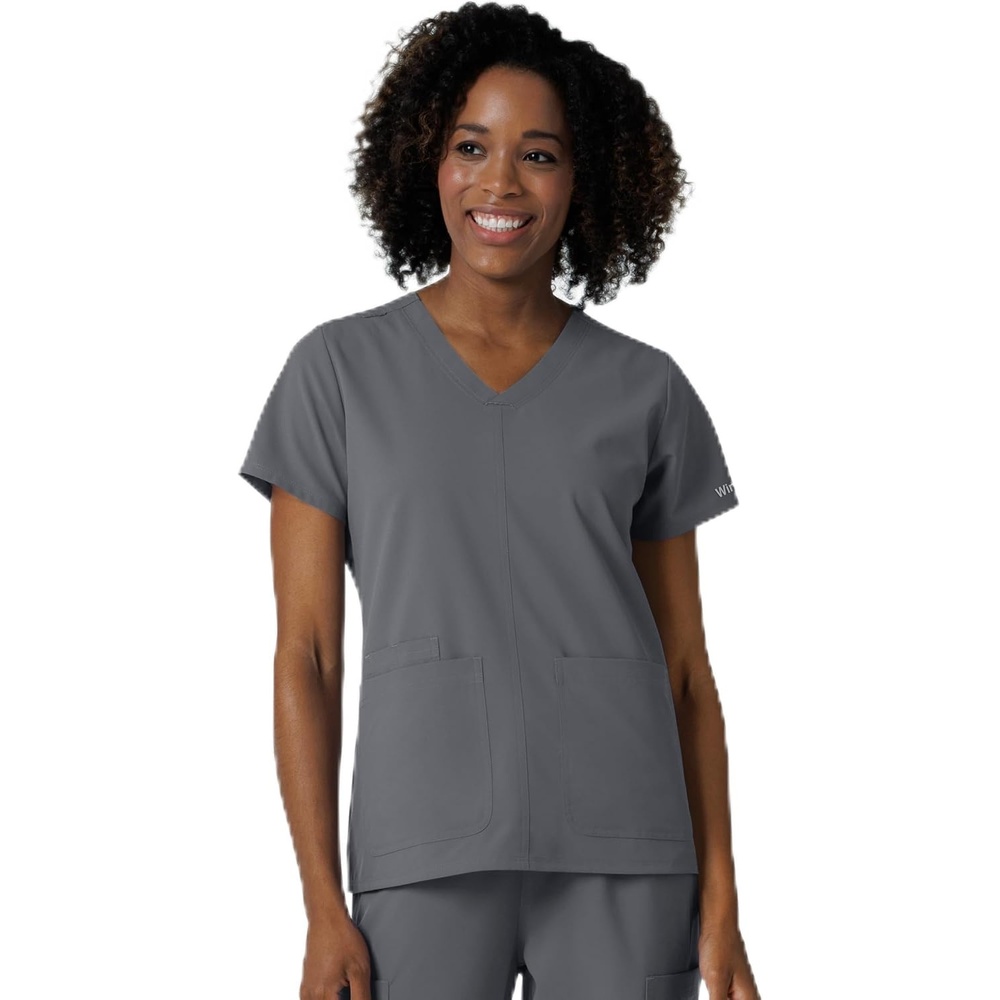 Wink Women’s Women’s V-Neck Scrub Top(Pewter)