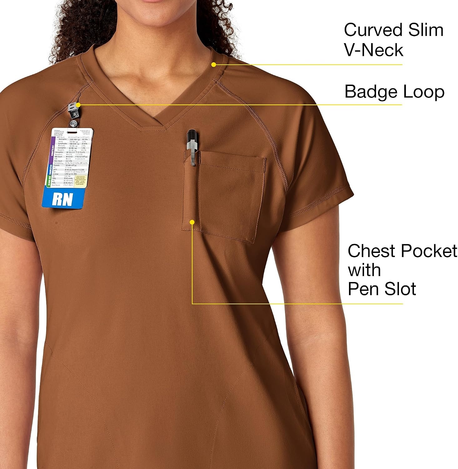 WonderWink Renew Women’s Yoga V-Neck Scrub Top – Chai, M