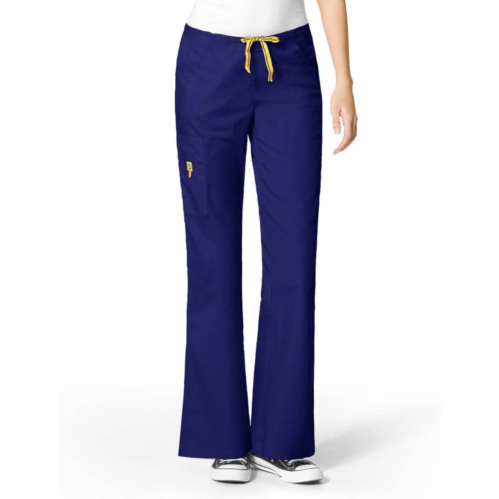 WonderWink Women’s Scrubs Romeo Six-Pocket Flare Leg Pant – XS-5XL, 6 Pockets, Elastic Waistband with Convertible Drawstring(Galaxy Blue)