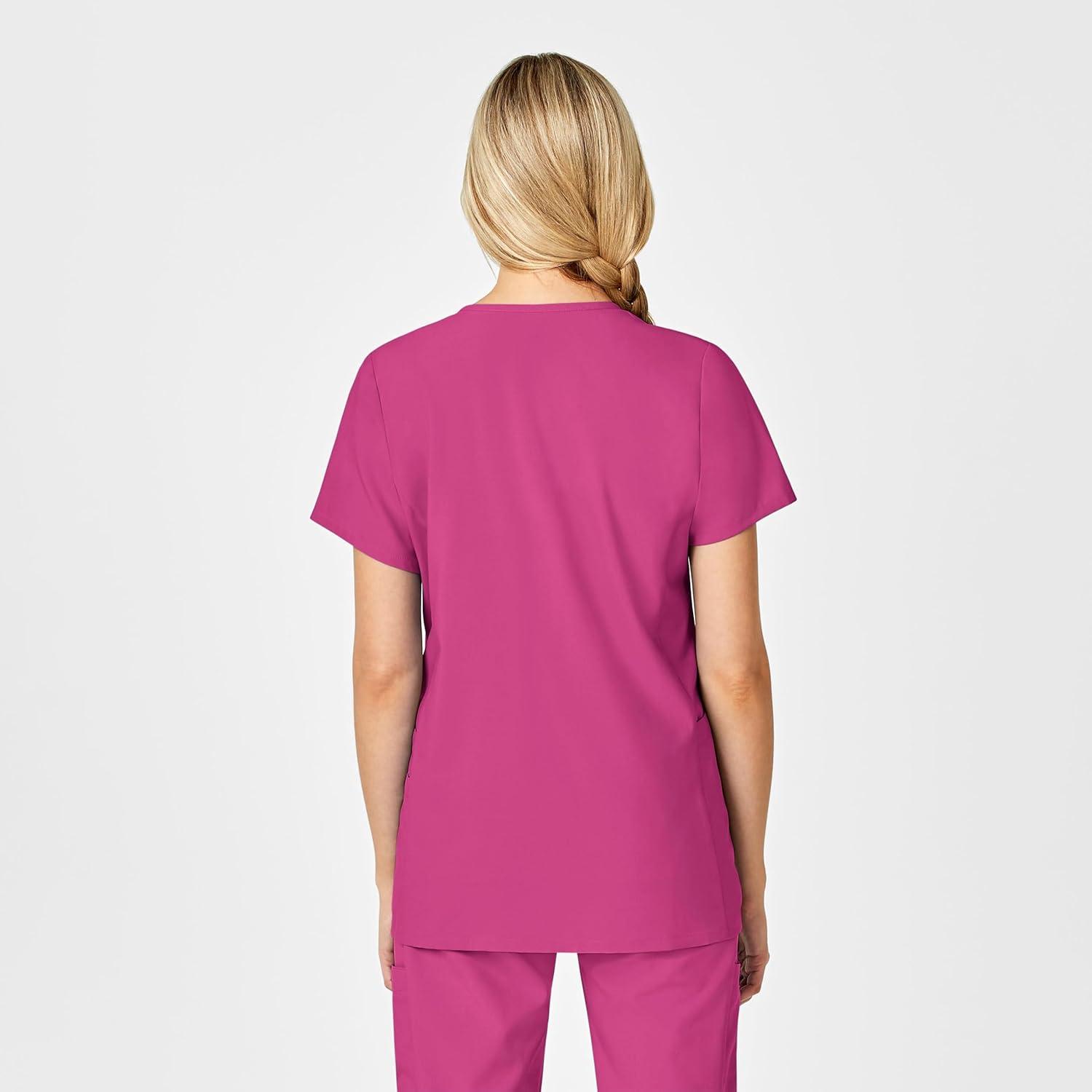 Wink Scrubs for Women, W123, Maternity V-Neck Tops with 5 Pockets(Hot Pink)