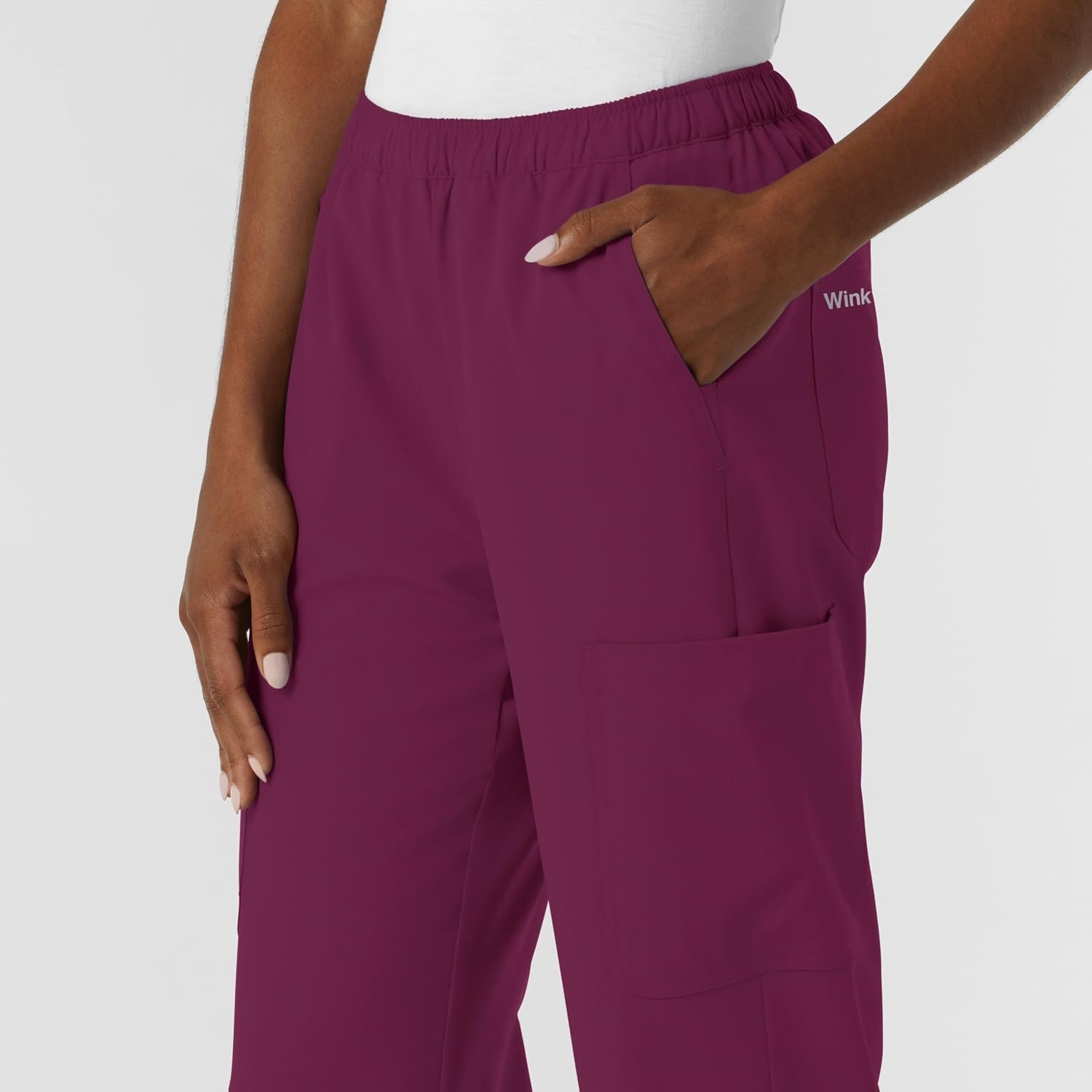 Wink NURTUR Women’s Straight Leg Cargo Scrub Pant(Wine)