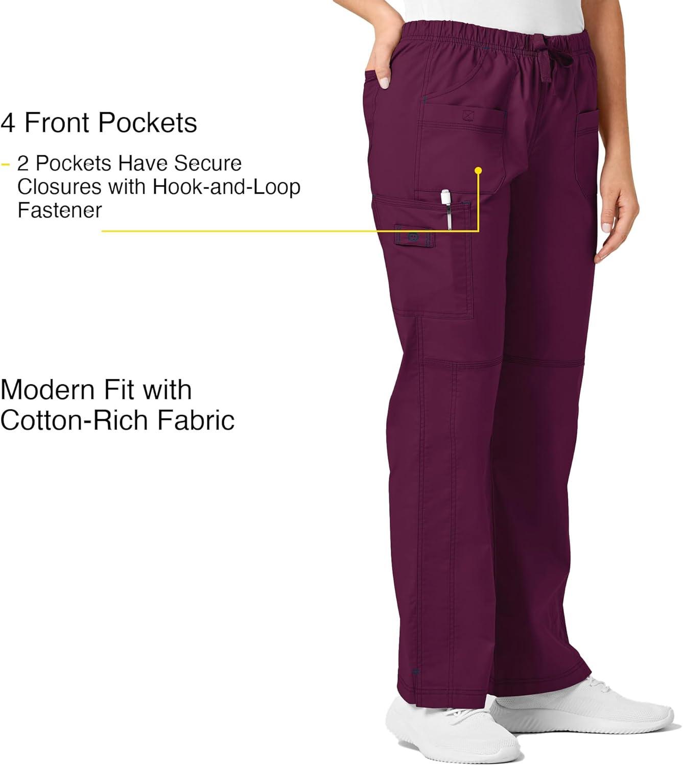 WonderWink Women’s Wonderflex Faith Scrub Pant(Wine)