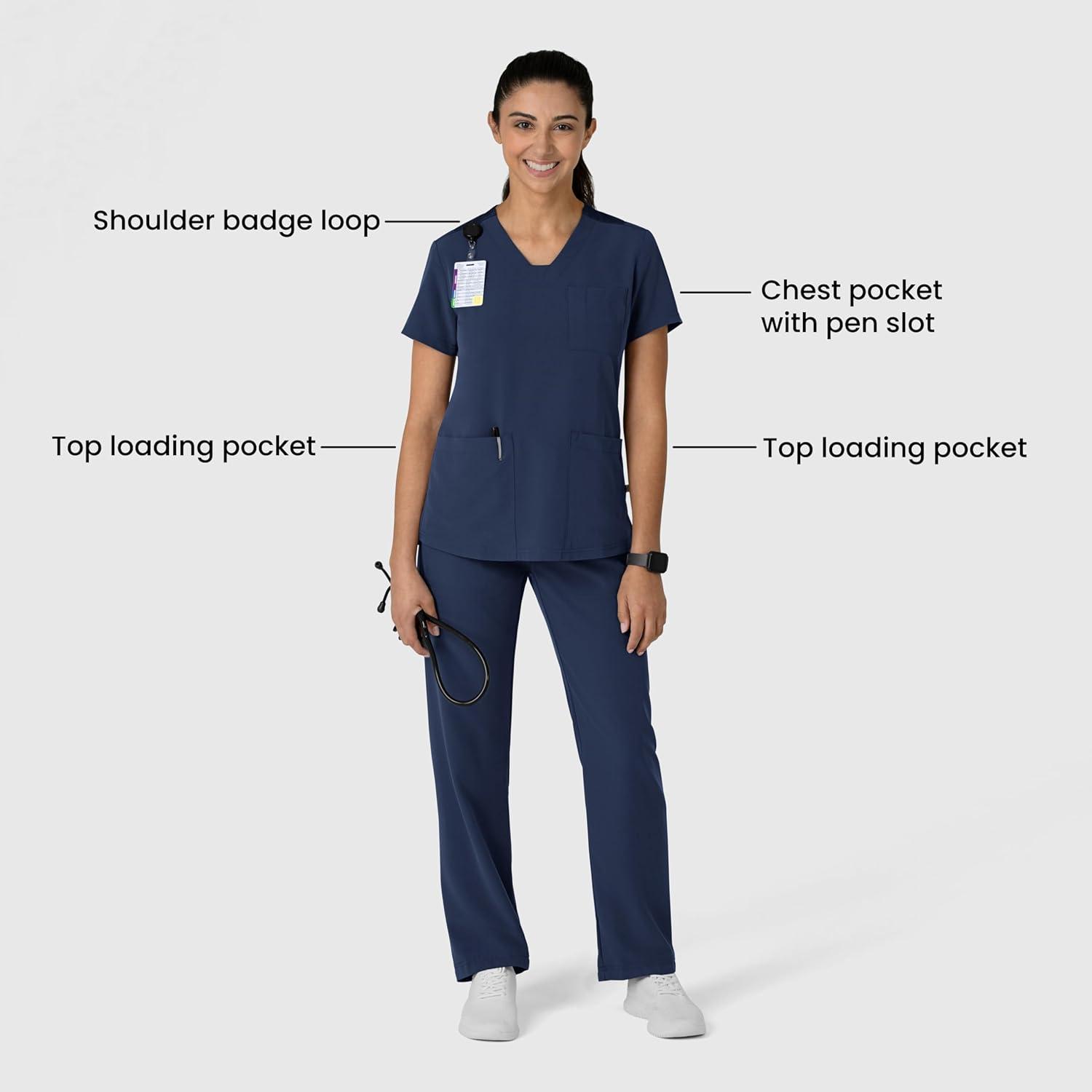 Wink Women’s Women’s Flex-n-Reach V-Neck Scrub Top(Navy)
