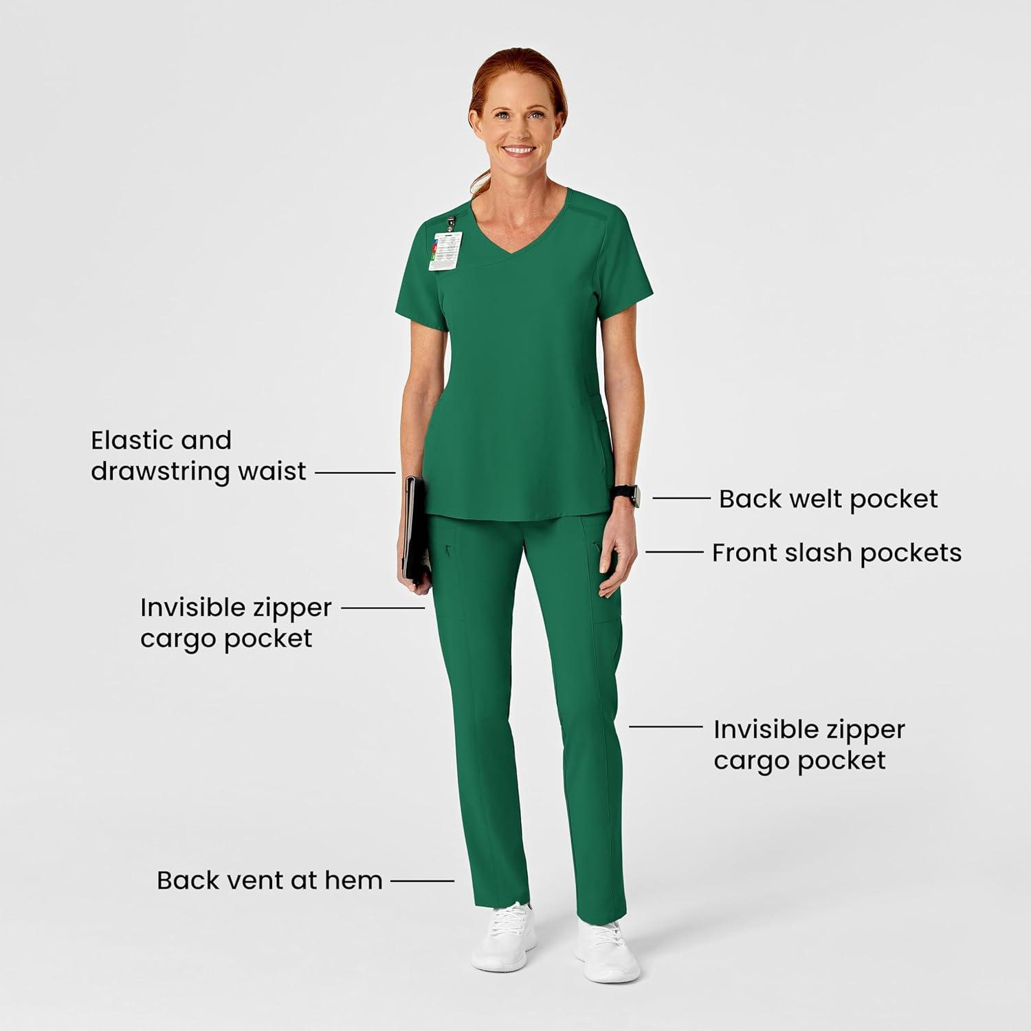 Wink Scrubs for Women, Renew, High-Waist Slim-Leg Pants with Drawstring and 5 Pockets(Hunter)