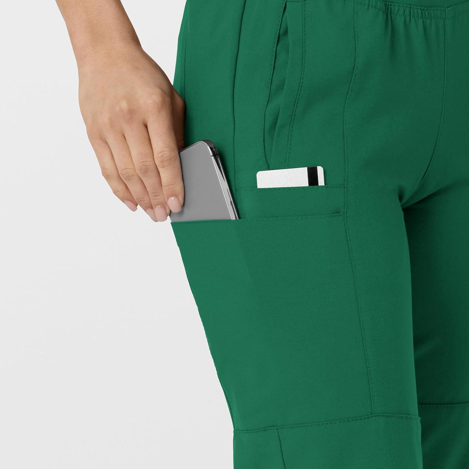 W123 Women’s Comfort Waist Cargo Jogger Scrub Pant(Hunter Green)