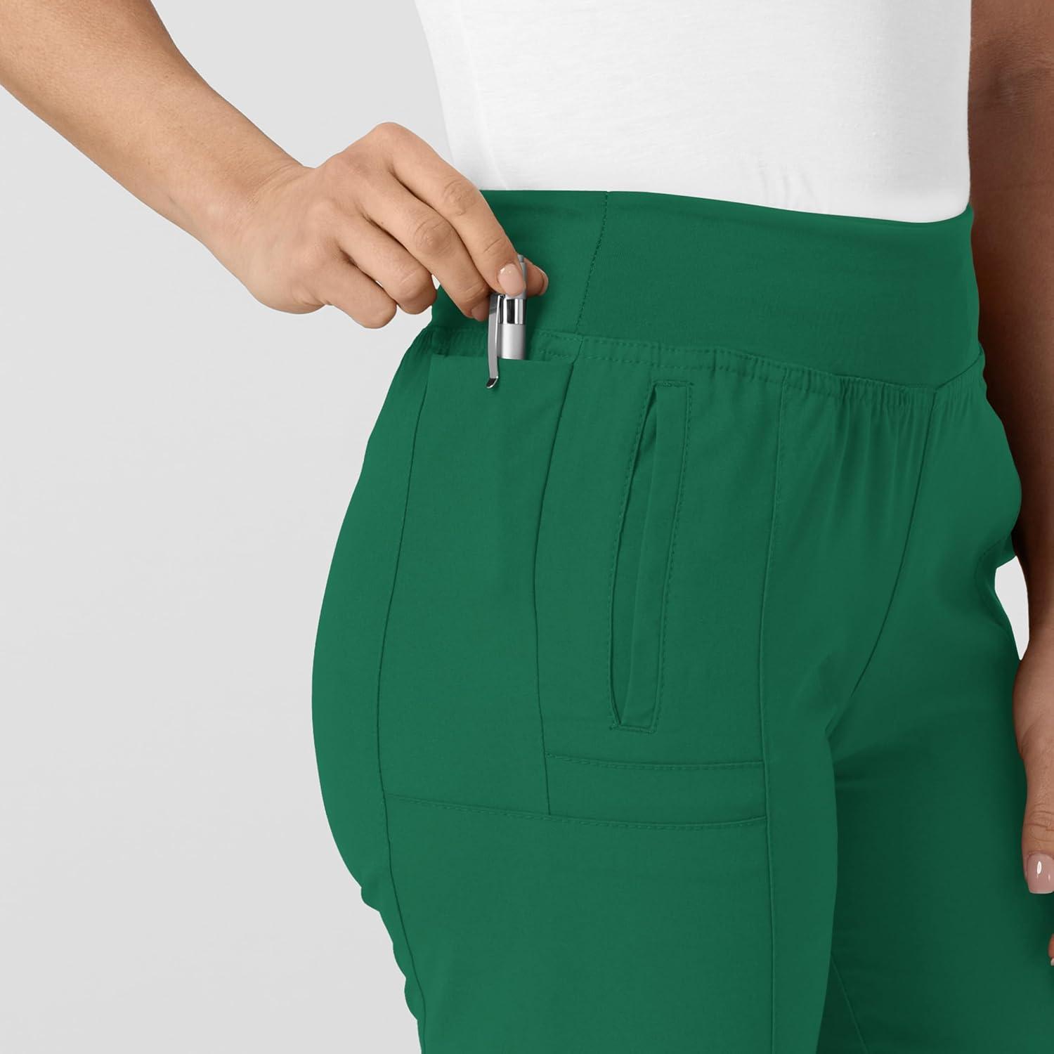 W123 Women’s Comfort Waist Cargo Jogger Scrub Pant(Hunter Green)