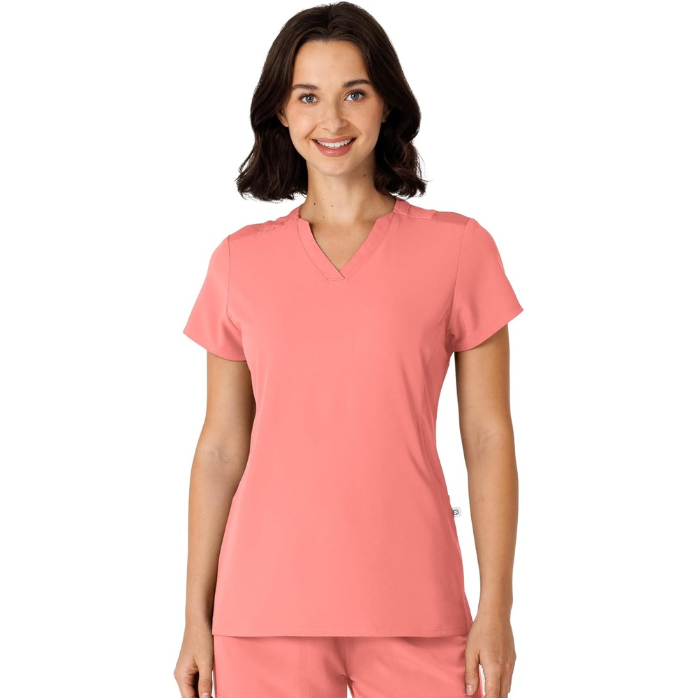 Wink Nova Women’s Flex-n-Reach Shoulder Panel V-Neck Scrub Top(Paradise Pink)
