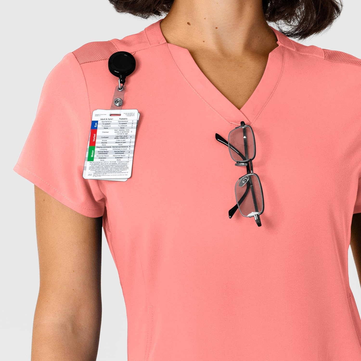 Wink Nova Women’s Flex-n-Reach Shoulder Panel V-Neck Scrub Top(Paradise Pink)