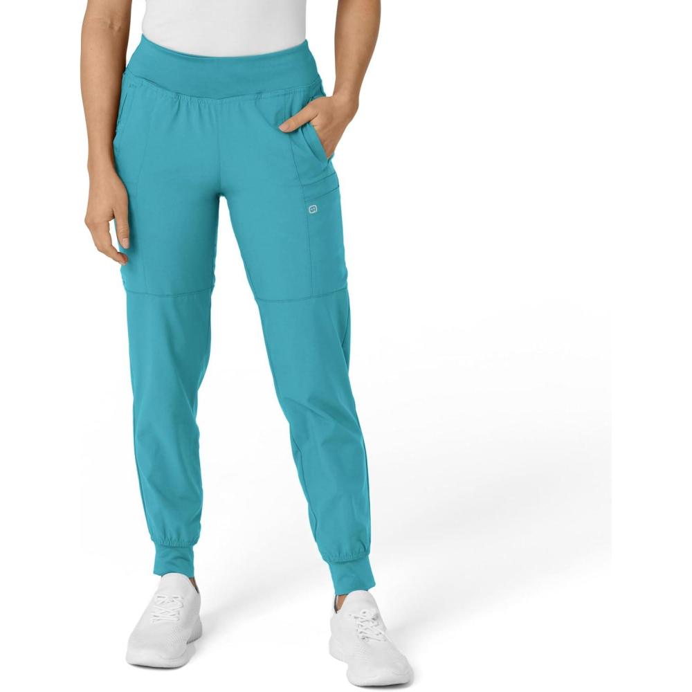 W123 Women’s Comfort Waist Cargo Jogger Scrub Pant(Teal Blue)
