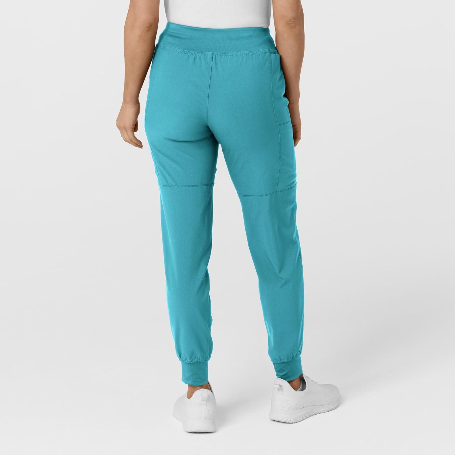 W123 Women’s Comfort Waist Cargo Jogger Scrub Pant(Teal Blue)