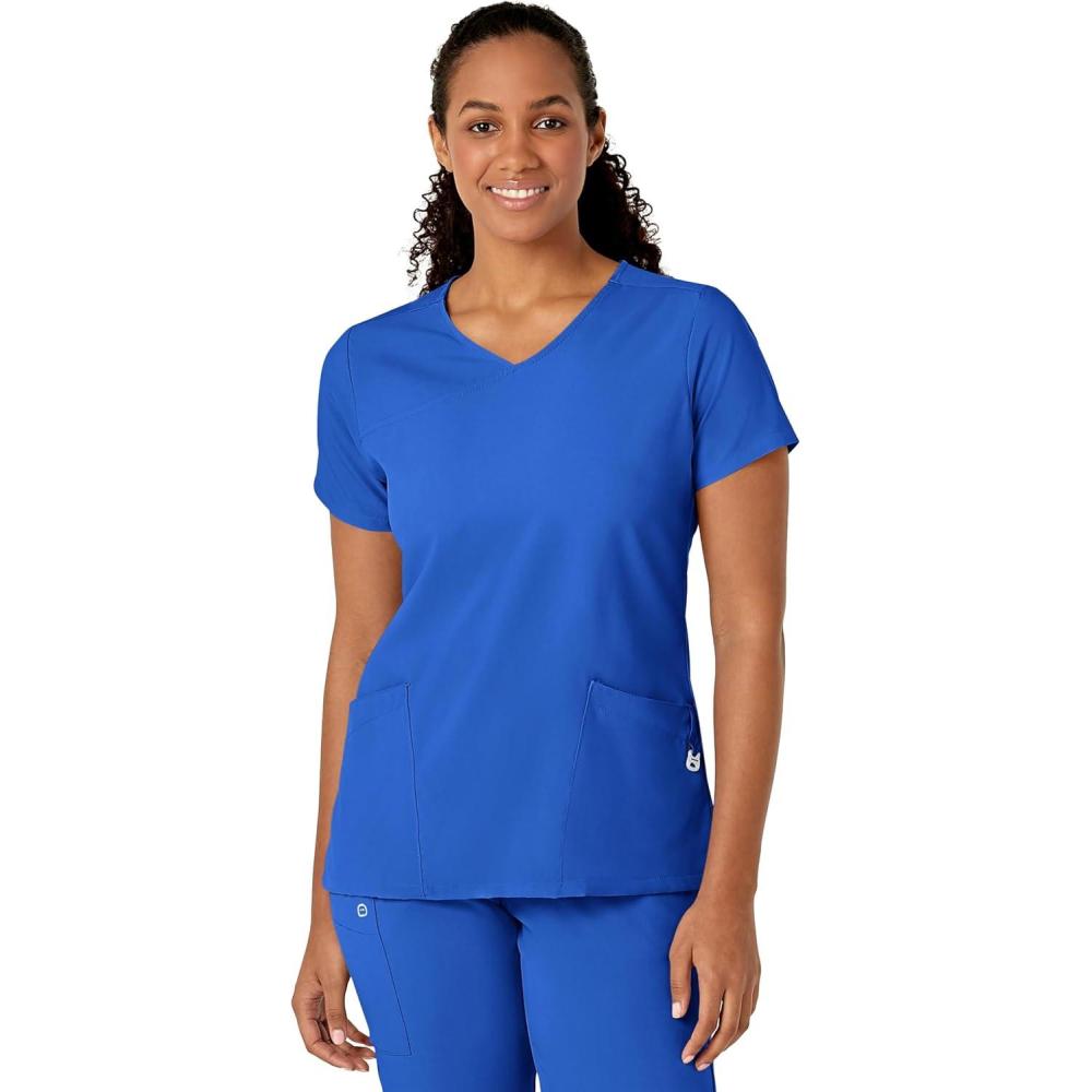 WonderWink Womens Y-Neck Wrap Top(Royal)