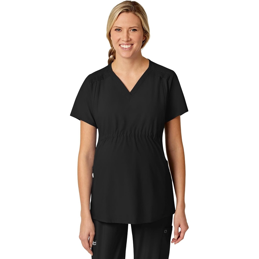 Wink W123 Maternity V-Neck Scrub Top(Black)