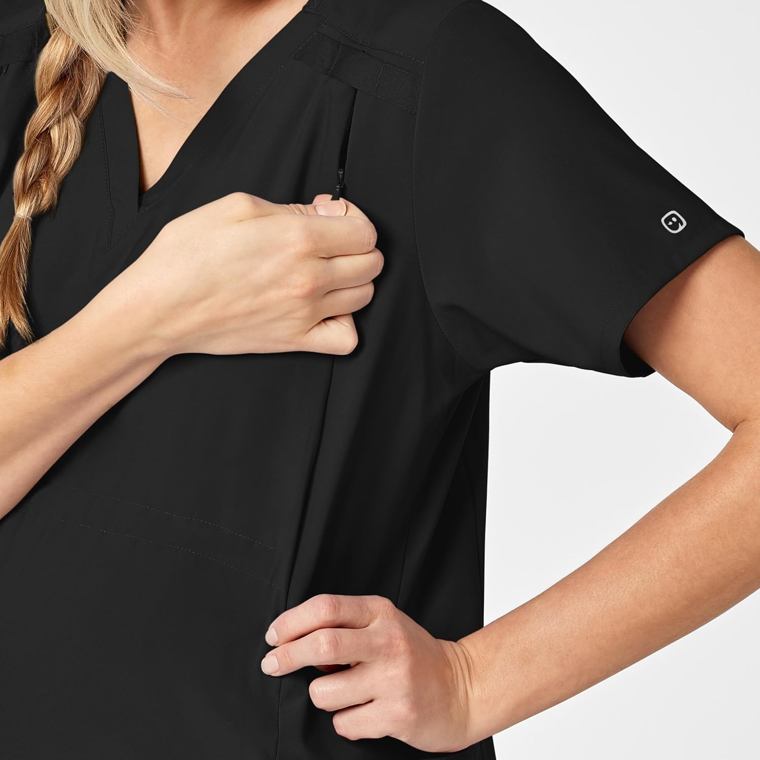 Wink W123 Maternity V-Neck Scrub Top(Black)