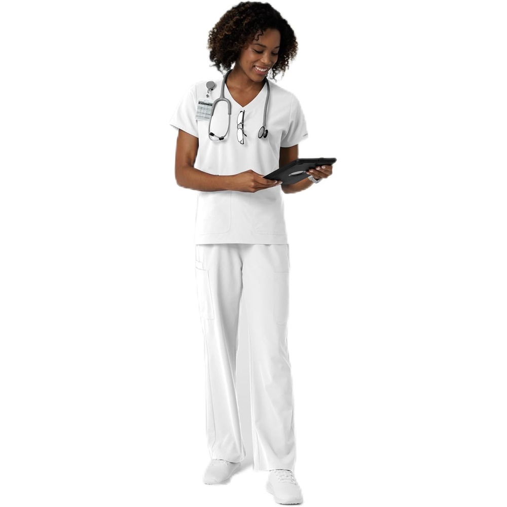 Wink Women’s Women’s V-Neck Scrub Top(White)